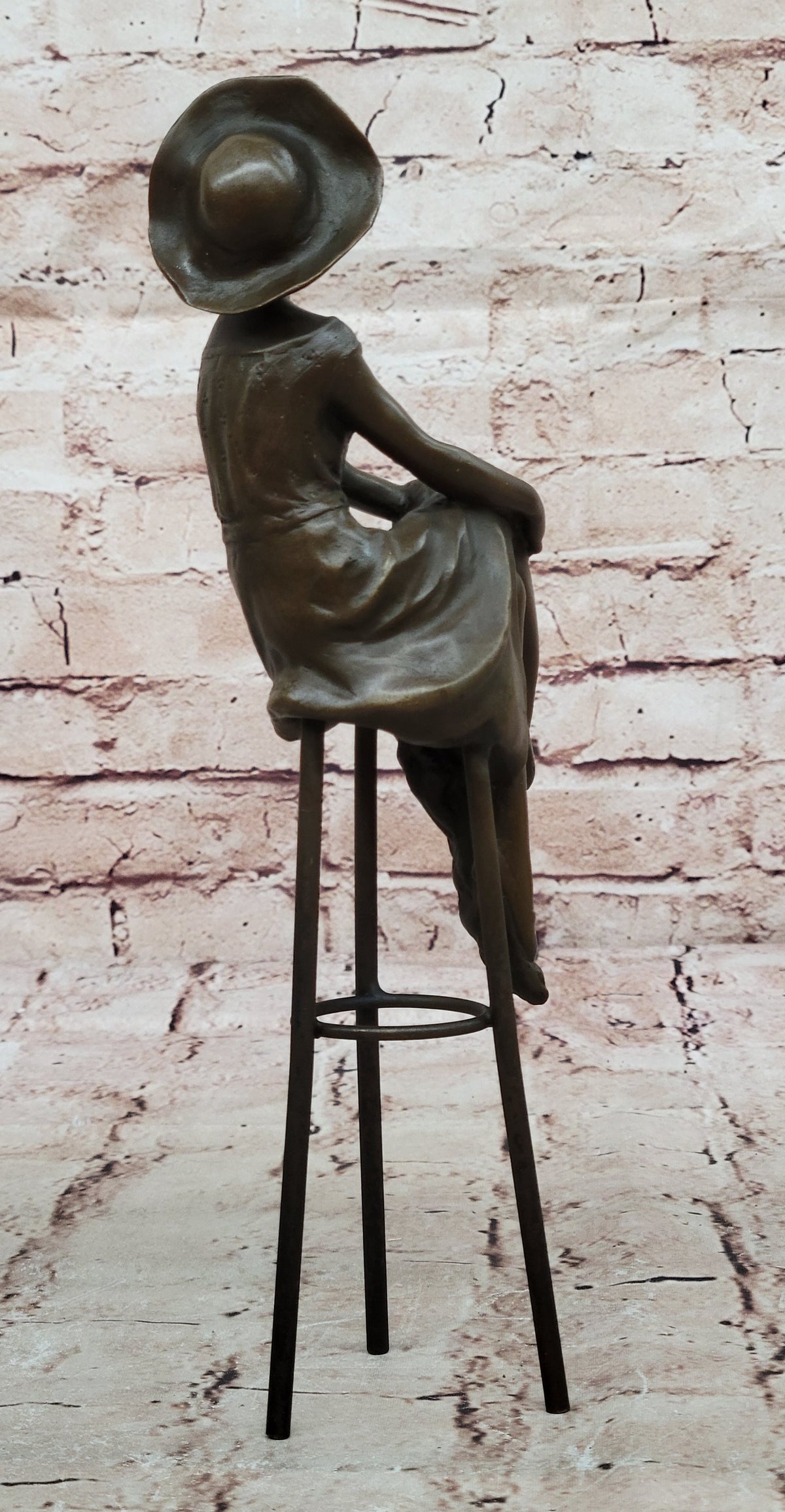 Woman Sits On Chair Handmade Bronze Museum Quality Classic Artwork Statue Figure