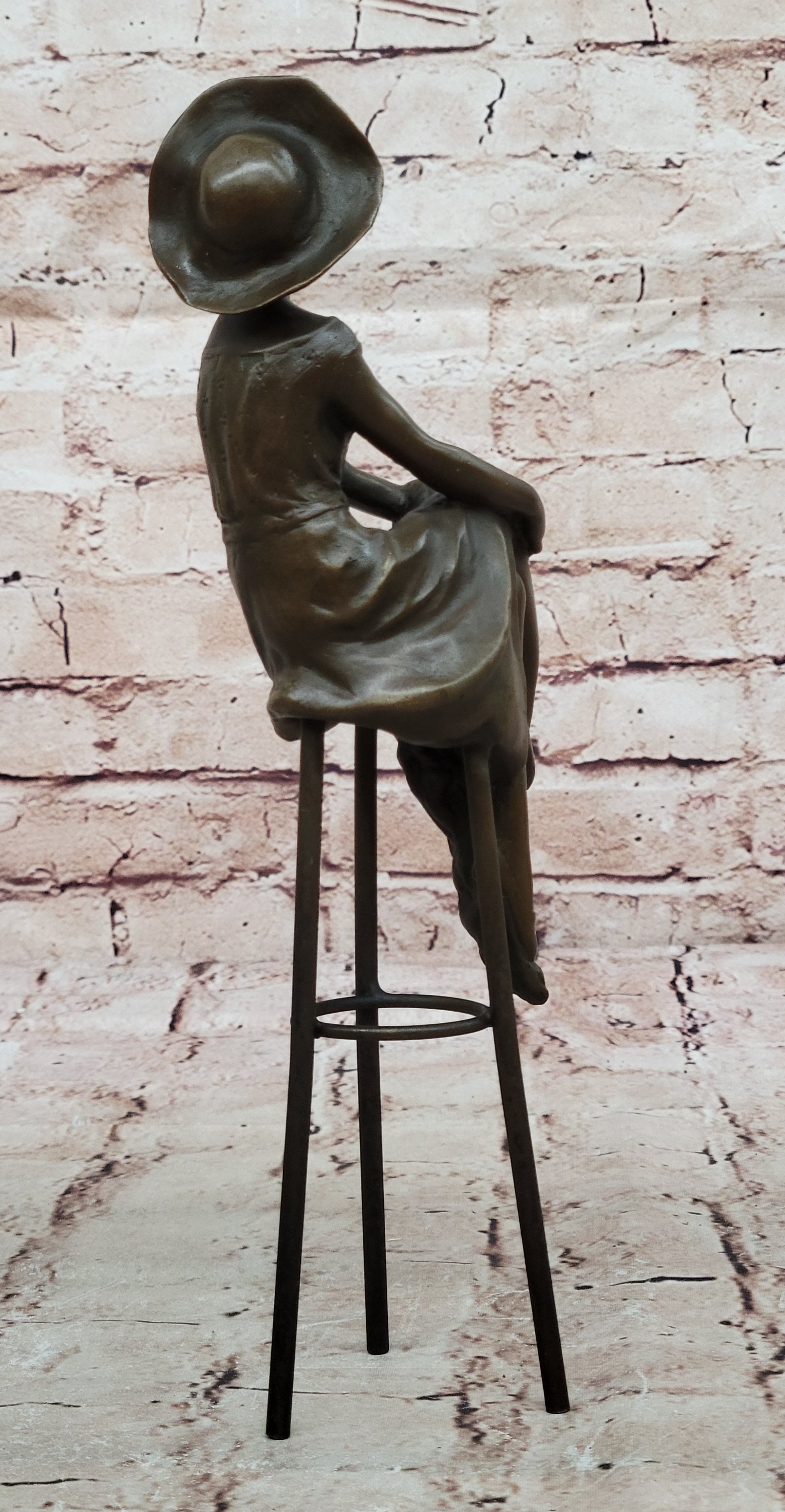 Woman Sits On Chair Handmade Bronze Museum Quality Classic Artwork Statue Figure