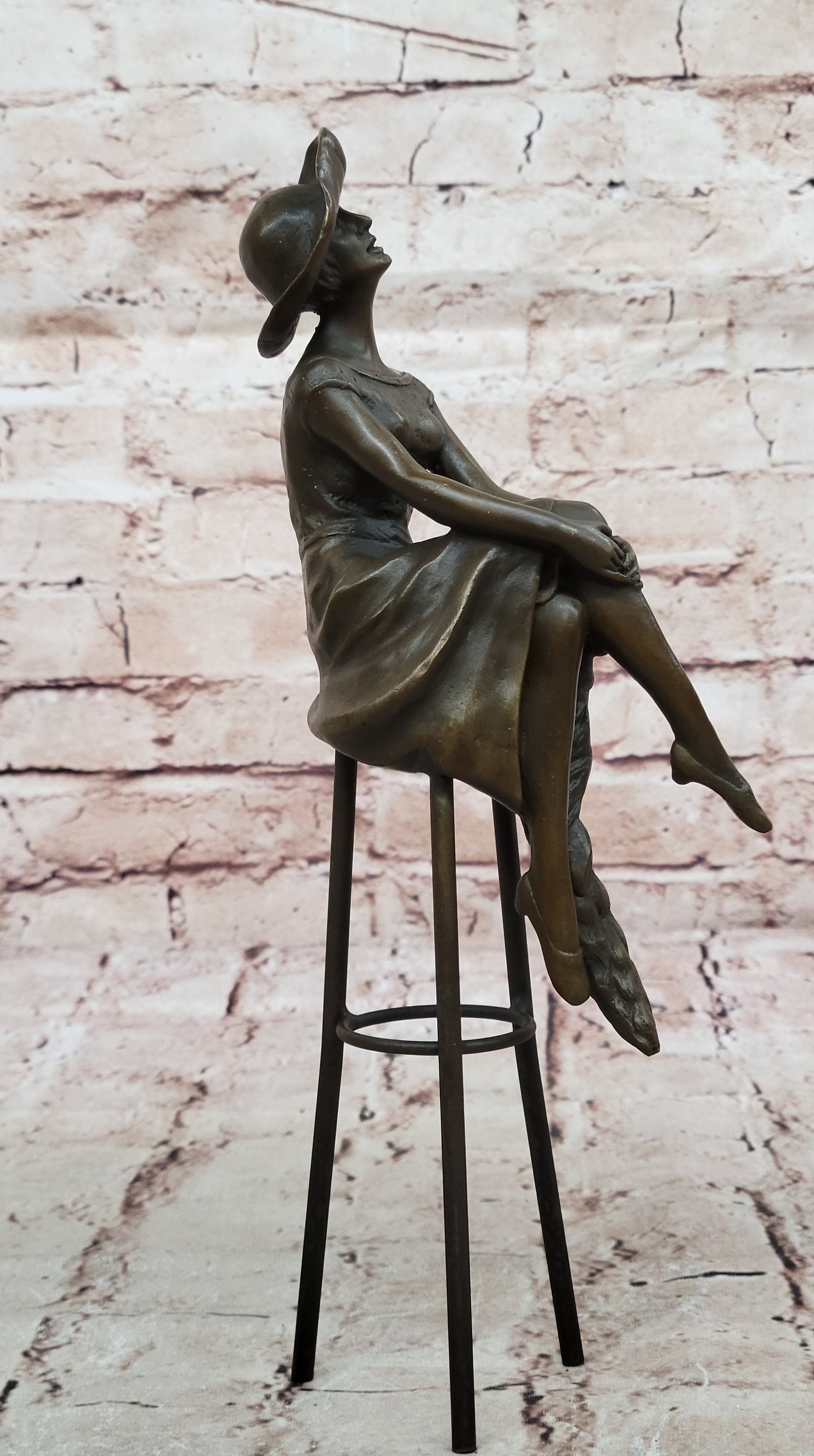 Woman Sits On Chair Handmade Bronze Museum Quality Classic Artwork Statue Figure