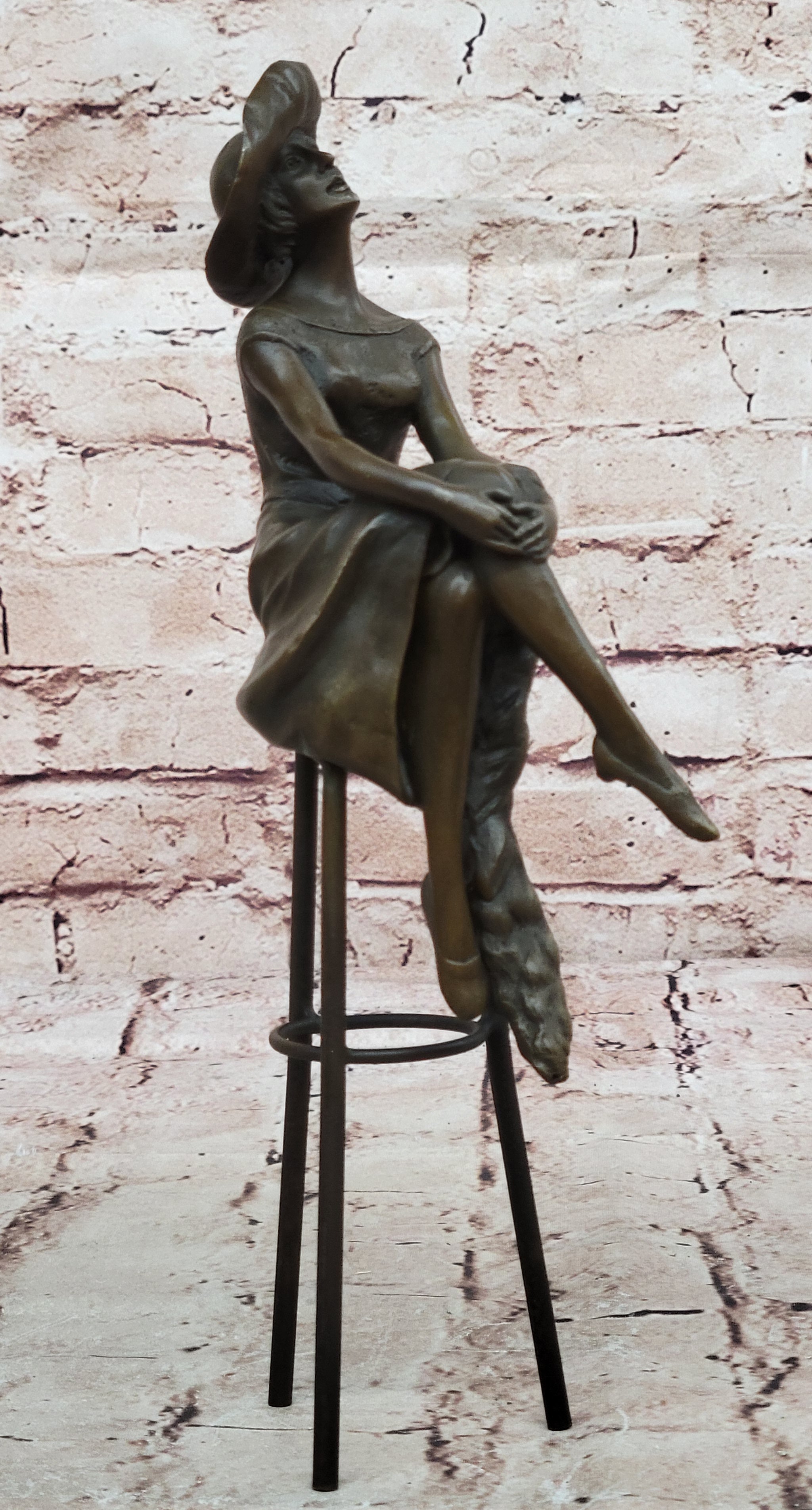Woman Sits On Chair Handmade Bronze Museum Quality Classic Artwork Statue Figure