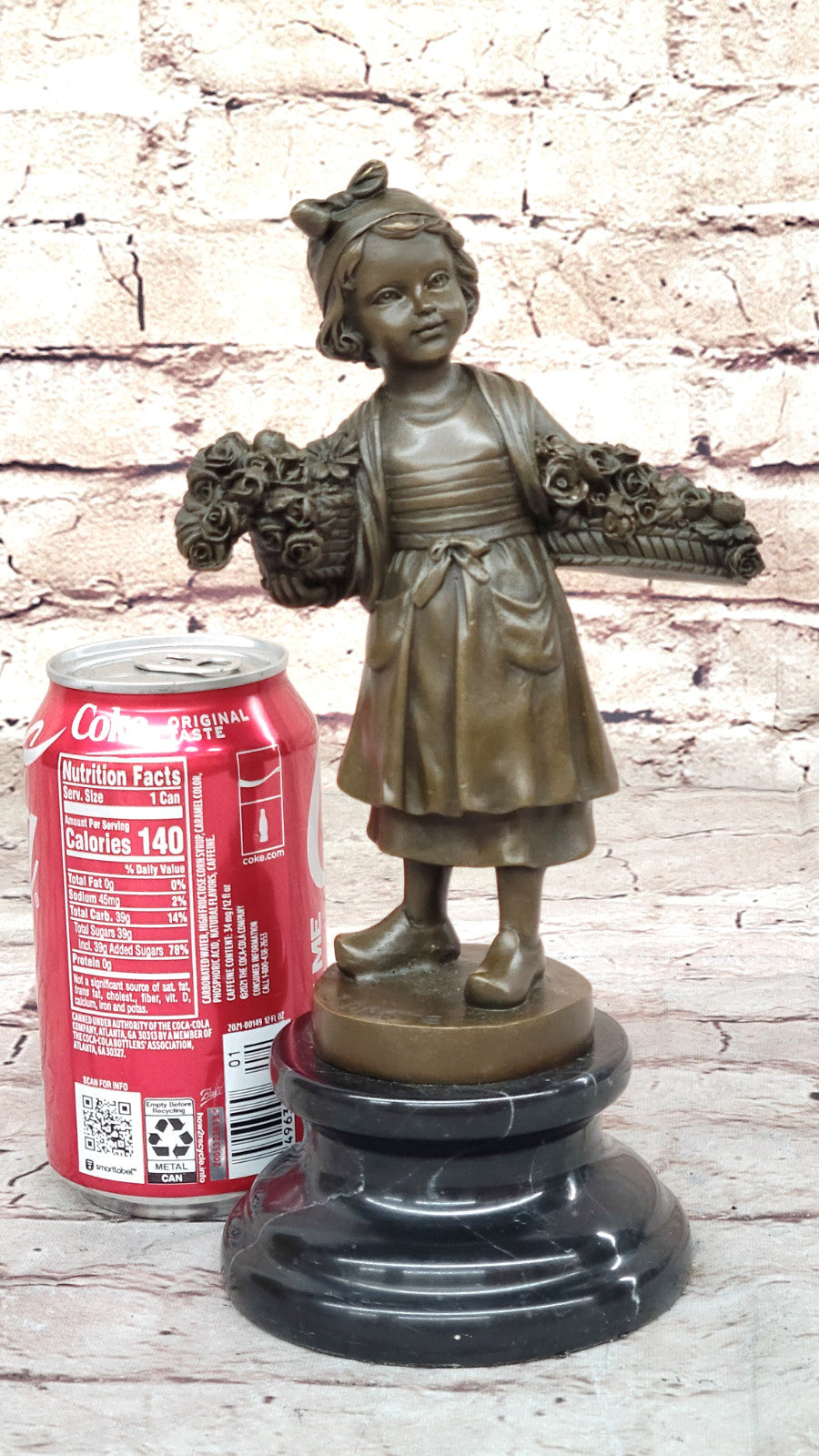 Signed Daste Art: Young Girl Figurine, Handcrafted Bronze Statue for Home Office