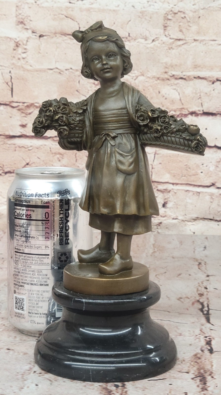 Signed Daste Art: Young Girl Figurine, Handcrafted Bronze Statue for Home Office