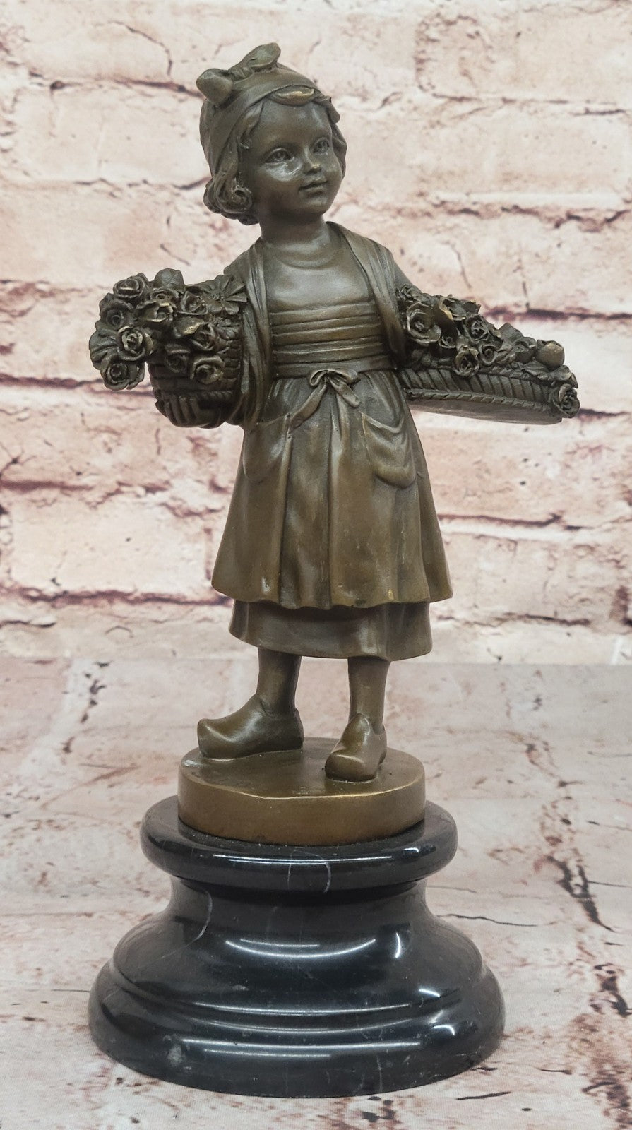 Signed Daste Art: Young Girl Figurine, Handcrafted Bronze Statue for Home Office