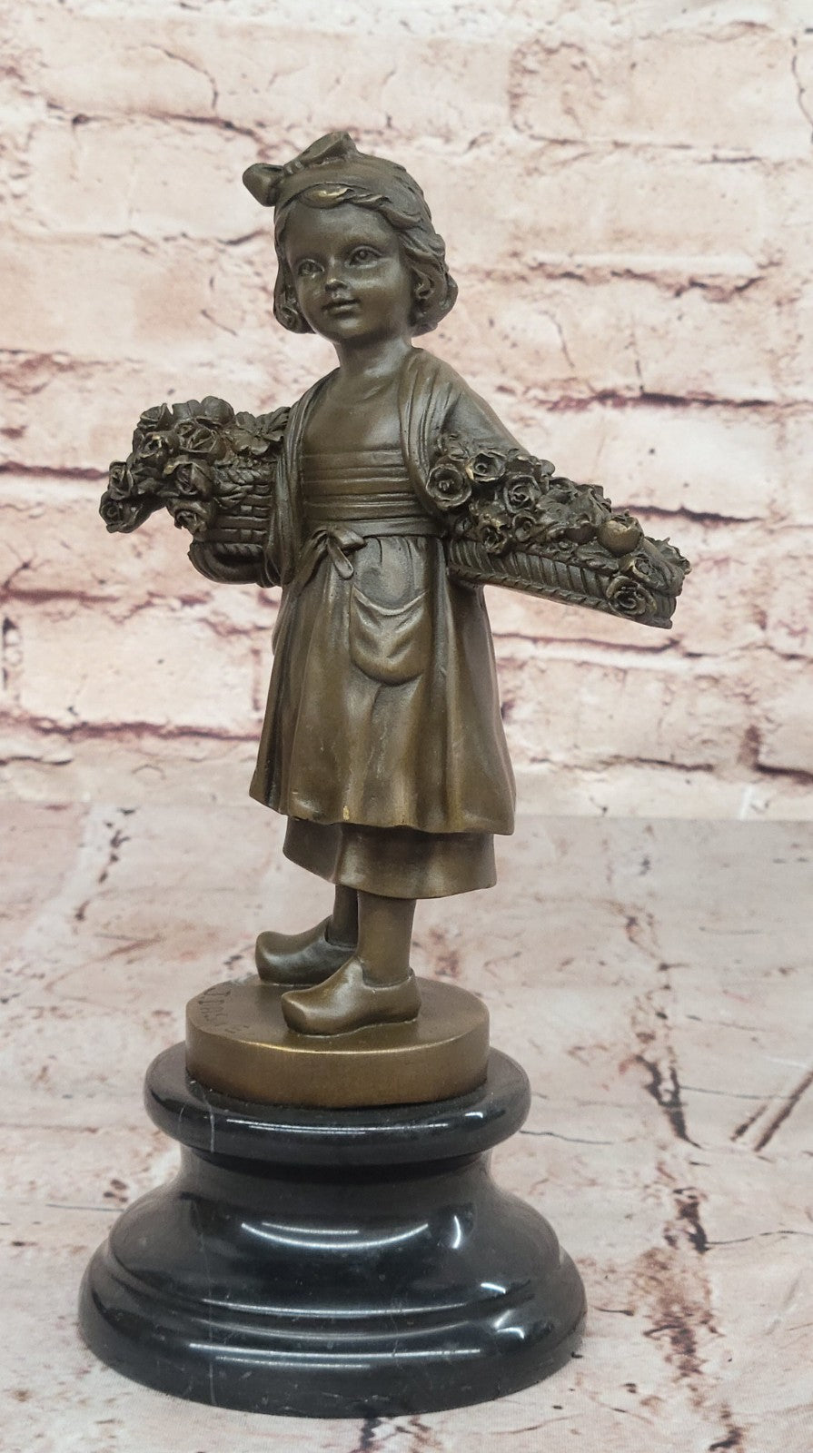 Signed Daste Art: Young Girl Figurine, Handcrafted Bronze Statue for Home Office