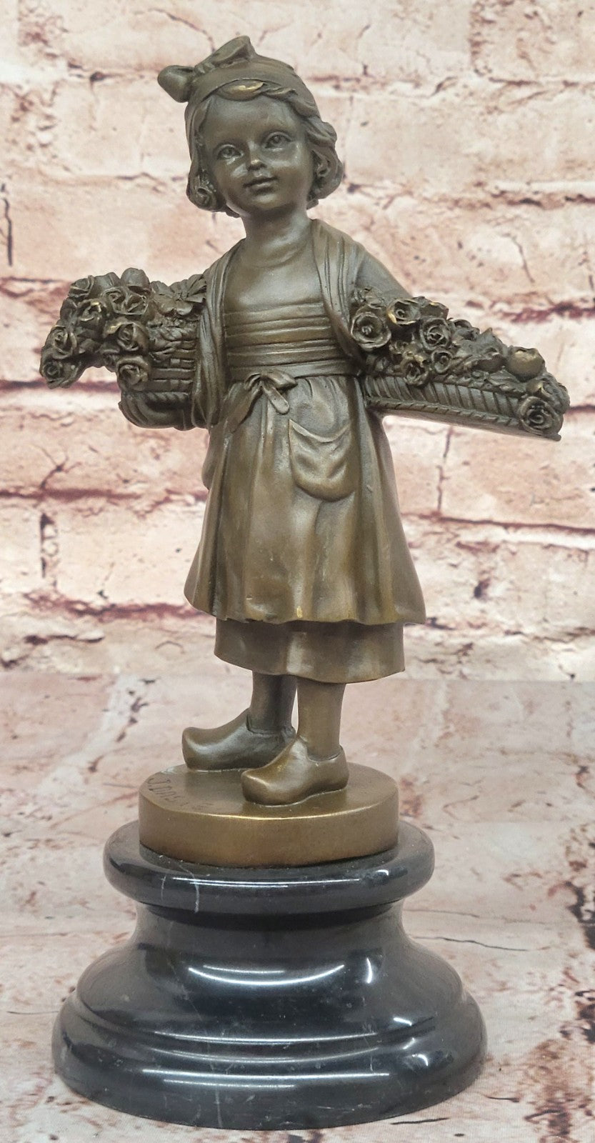 Signed Daste Art: Young Girl Figurine, Handcrafted Bronze Statue for Home Office