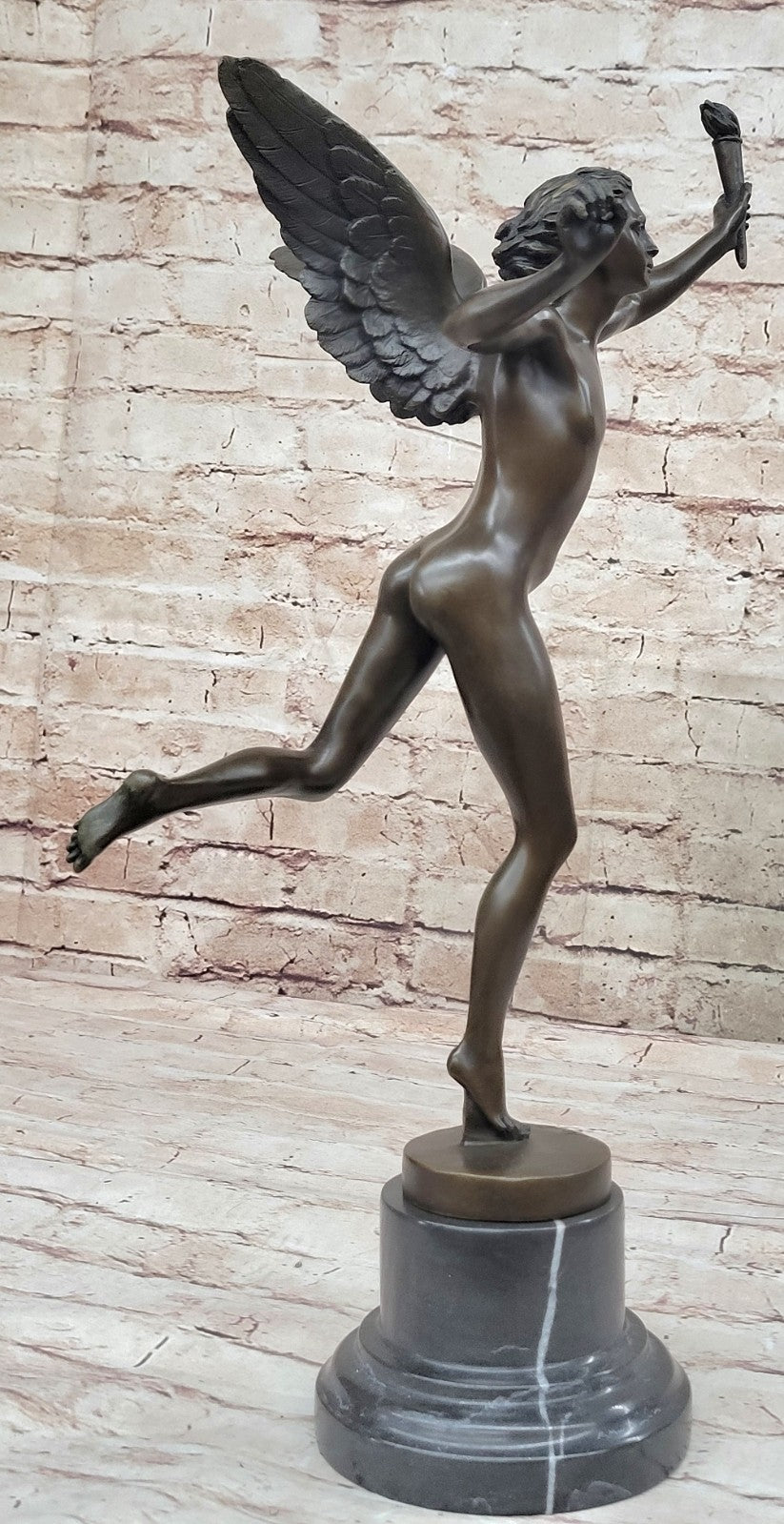 Butterfly Angel Nymph Fairy Fantasy Art 17" Elegant Bronze Marble Statue Gift