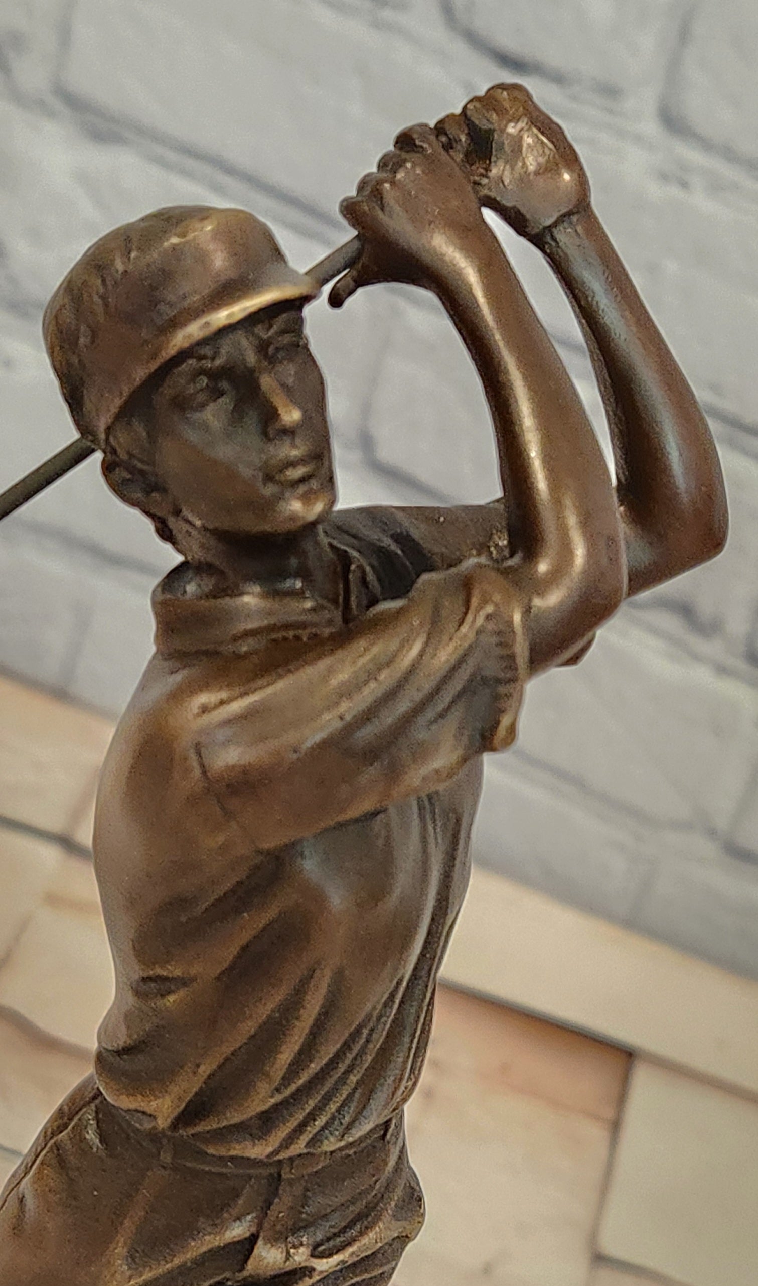 Golfer Golf Golfing Hand Made Sportsman Bronze Sculpture Statue Figurine Figur T