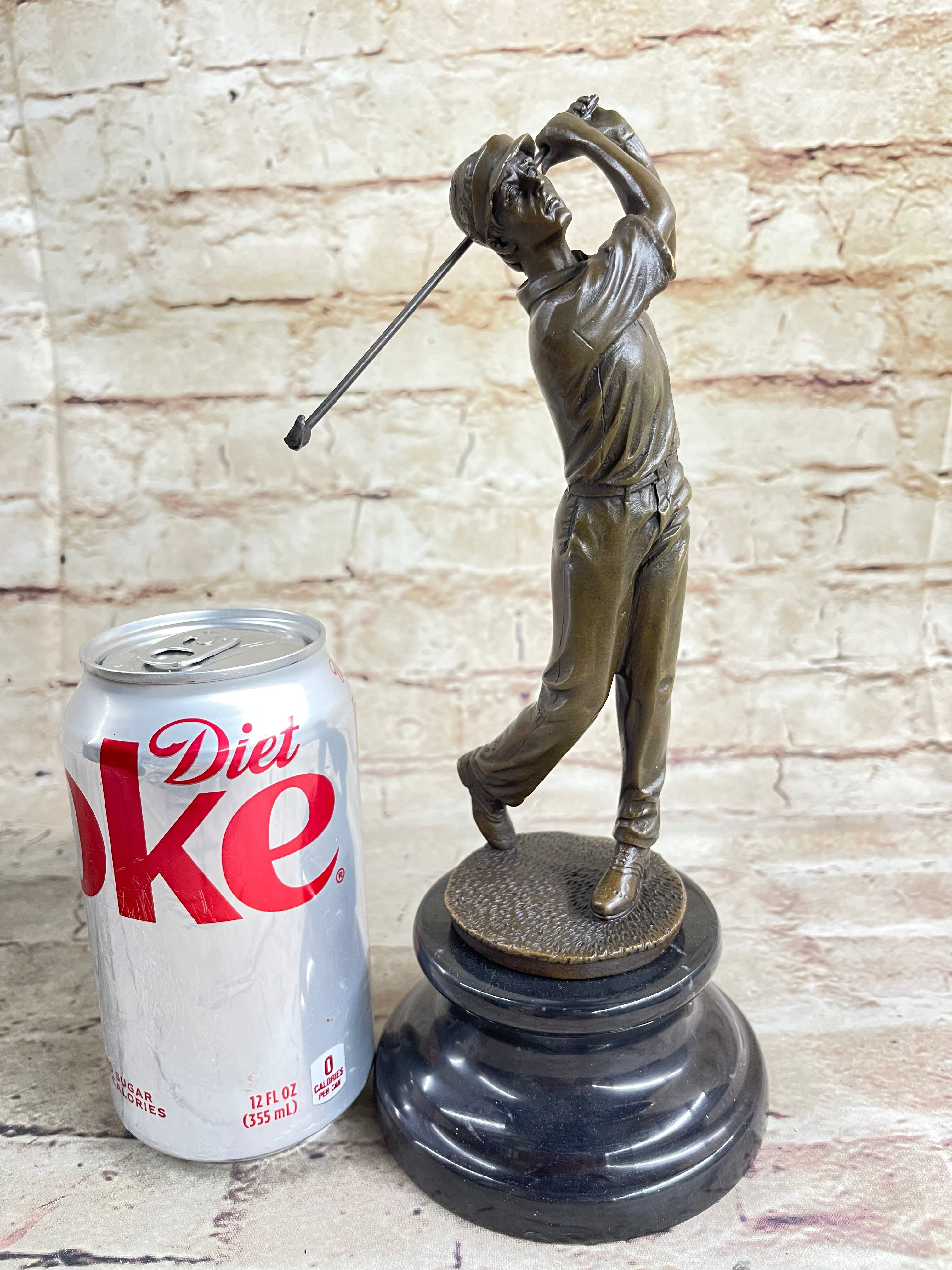 Handmade Male Golfer Golf Trophy Tournament Club Award Art Bronze Marble Statue