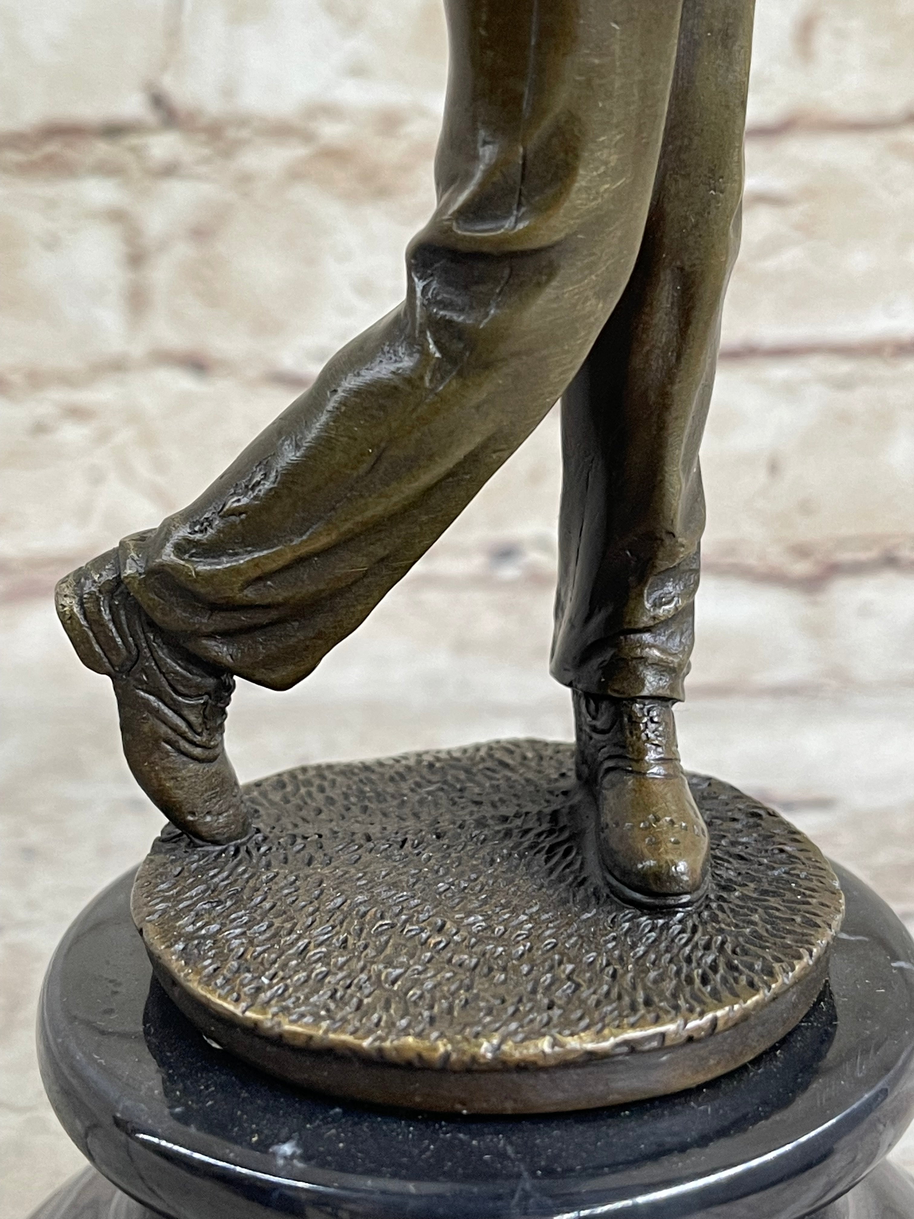 Handmade Male Golfer Golf Trophy Tournament Club Award Art Bronze Marble Statue