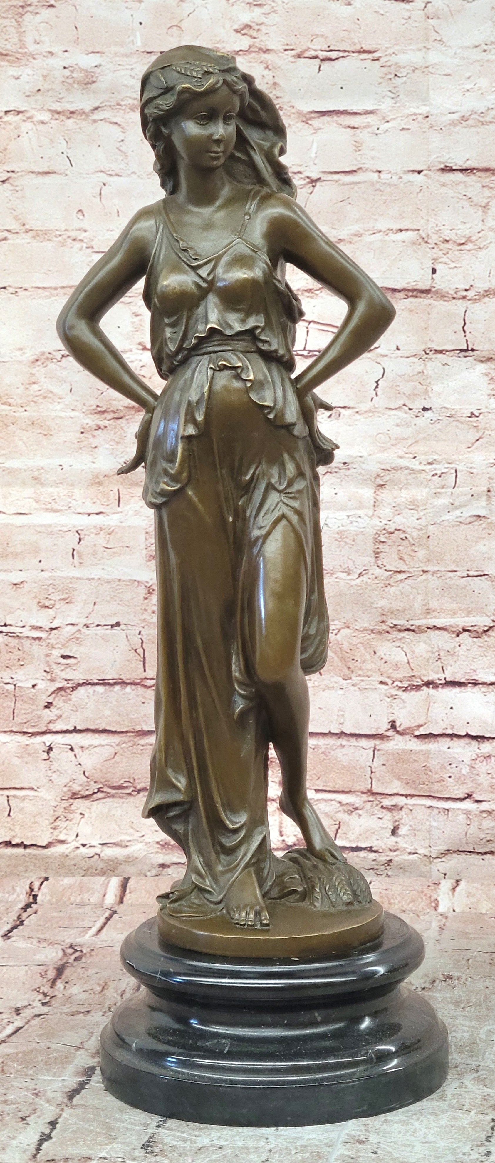 Fine art bronze maternity figure Lopez sculpture warm tone marble base display decor