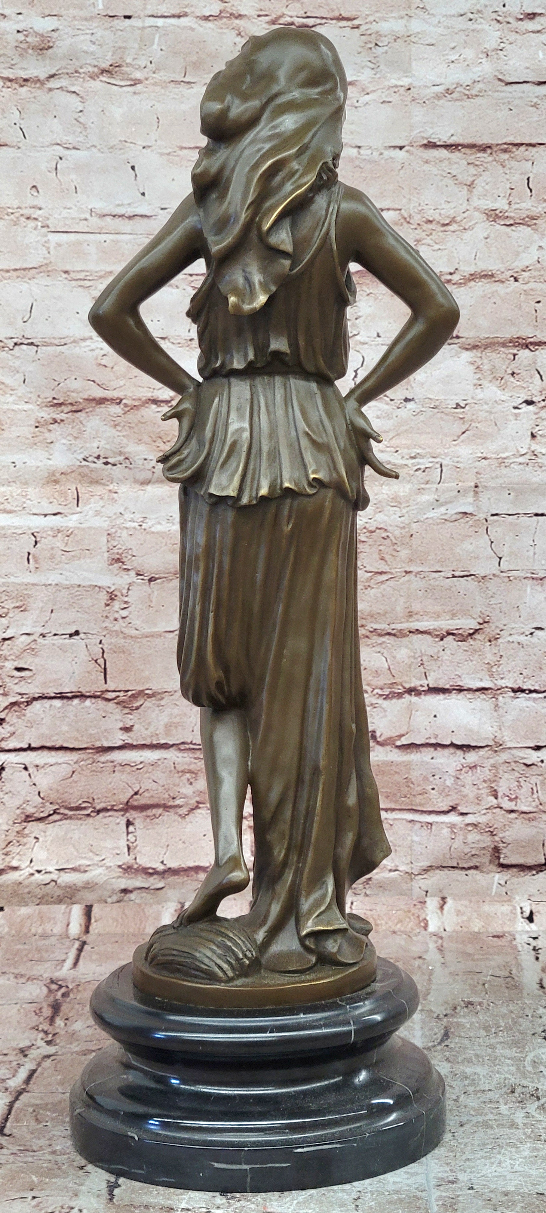 Fine art bronze maternity figure Lopez sculpture warm tone marble base display decor