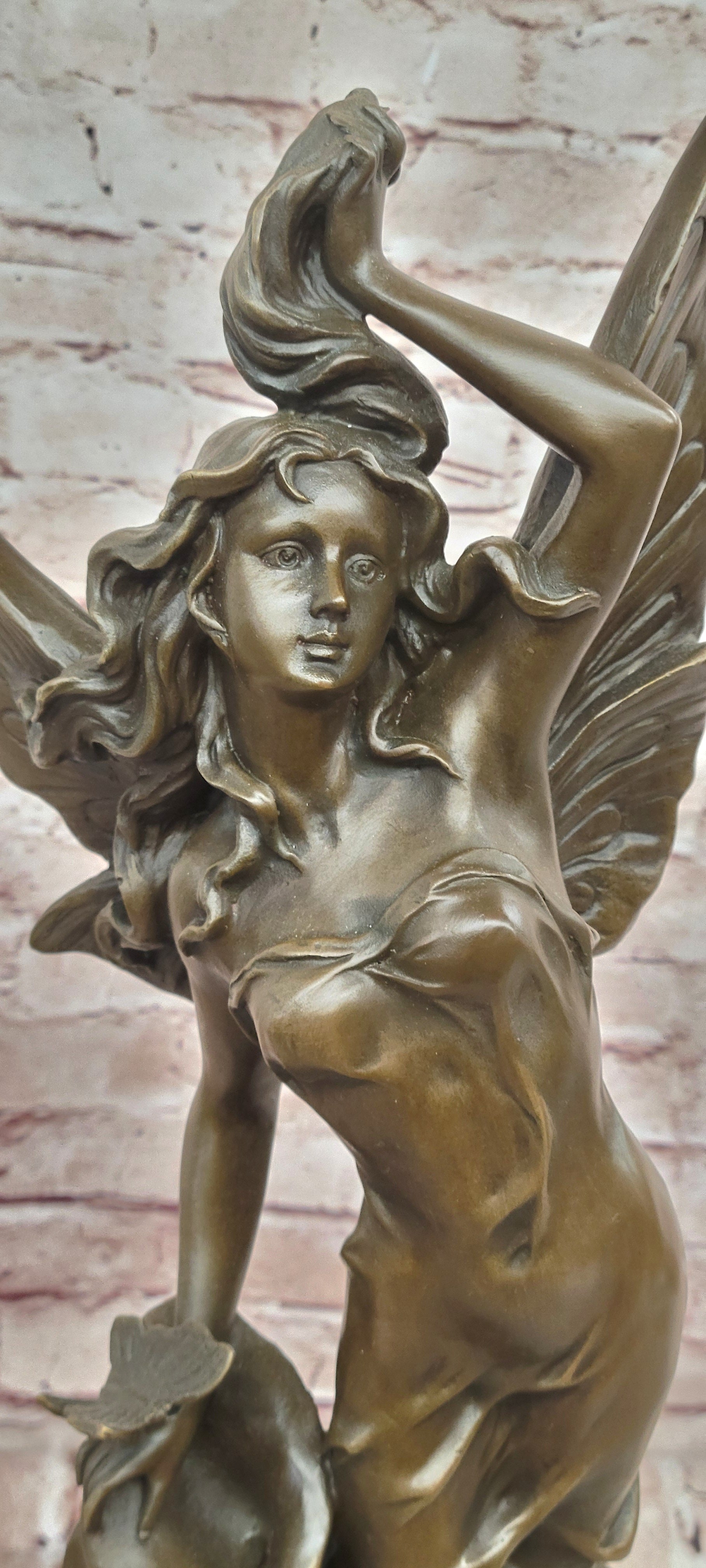 Signed Milo Bronze Winged Angel Sculpture Butterfly Goddess Decor Statue