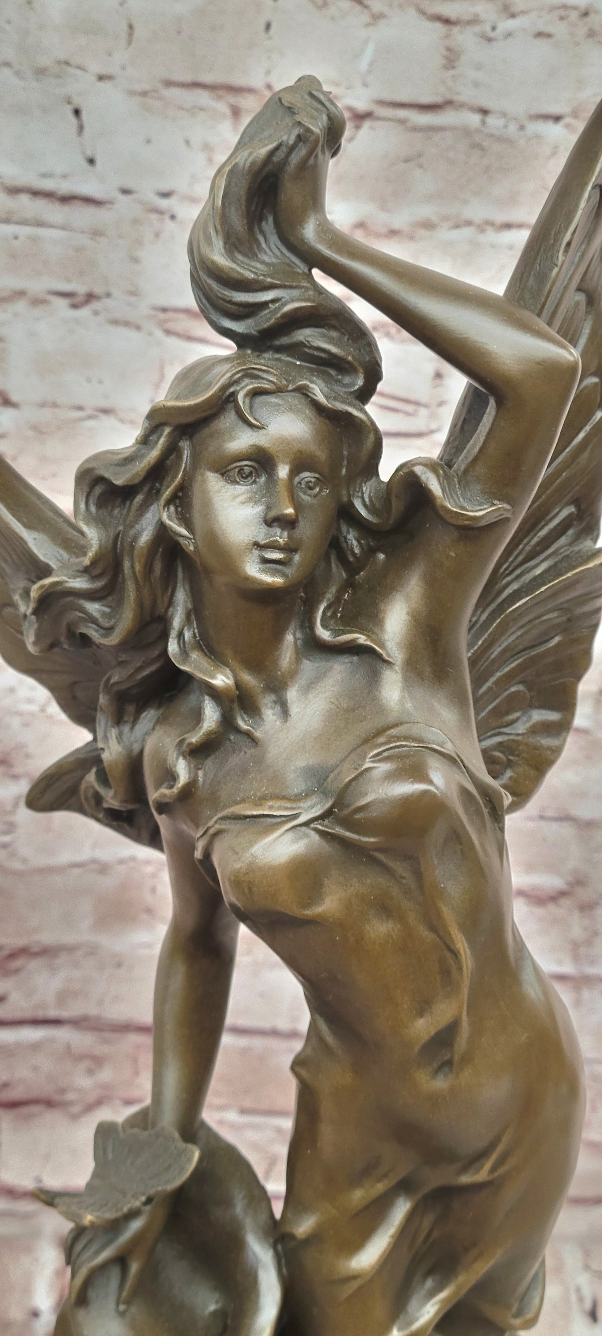 Signed Milo Bronze Winged Angel Sculpture Butterfly Goddess Decor Statue