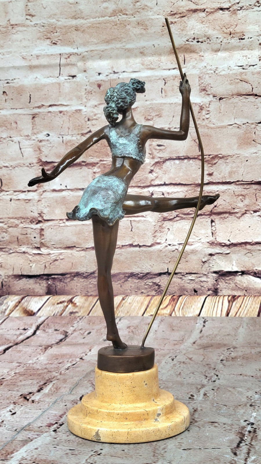 Signed Milo Bronze Acrobat Gymnast Sculpture Sport Statue Marble Base