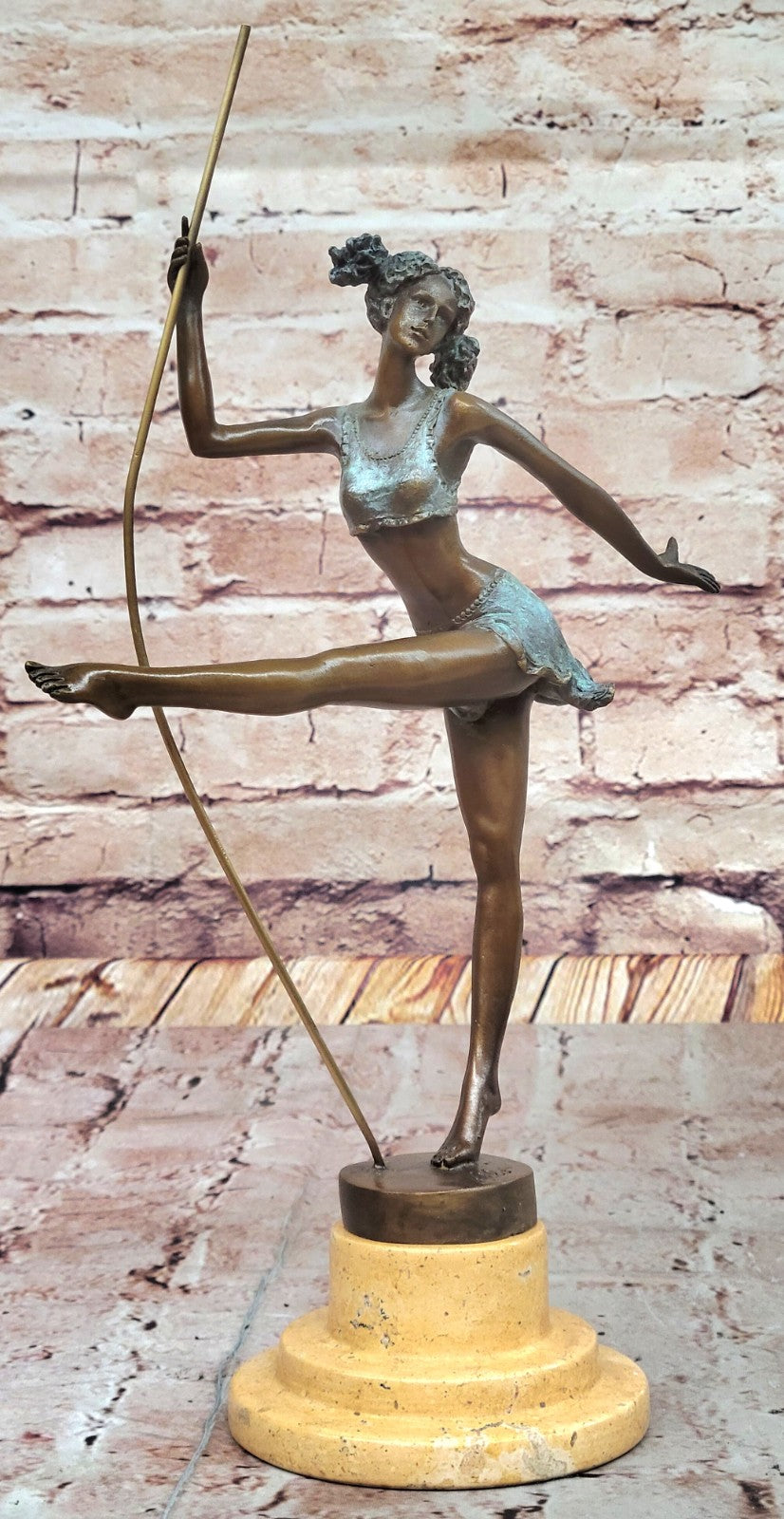 Signed Milo Bronze Acrobat Gymnast Sculpture Sport Statue Marble Base