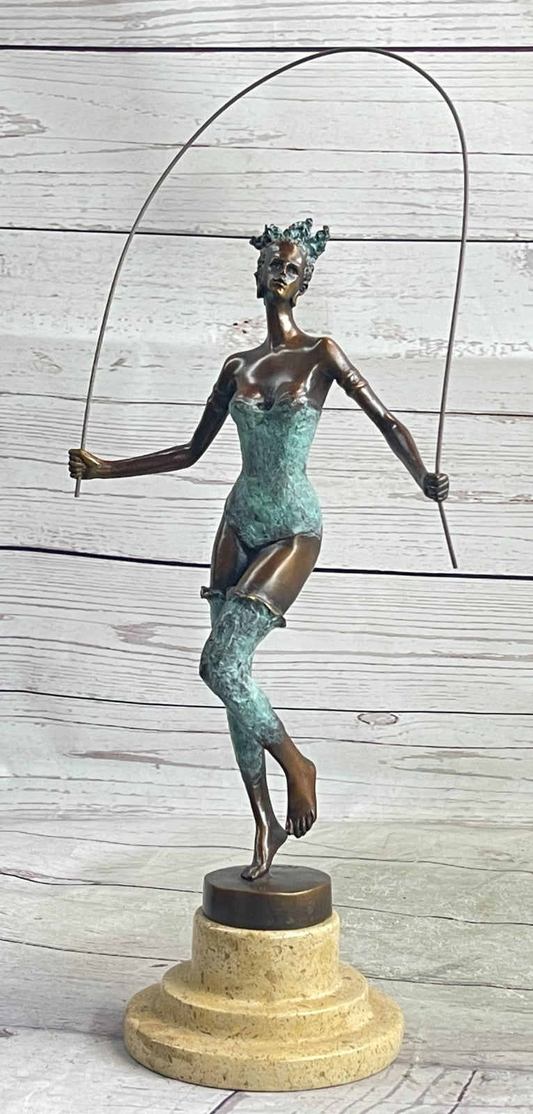 Handmade Bronze Figure: Graceful Woman Dancer with Special Patina by Milo