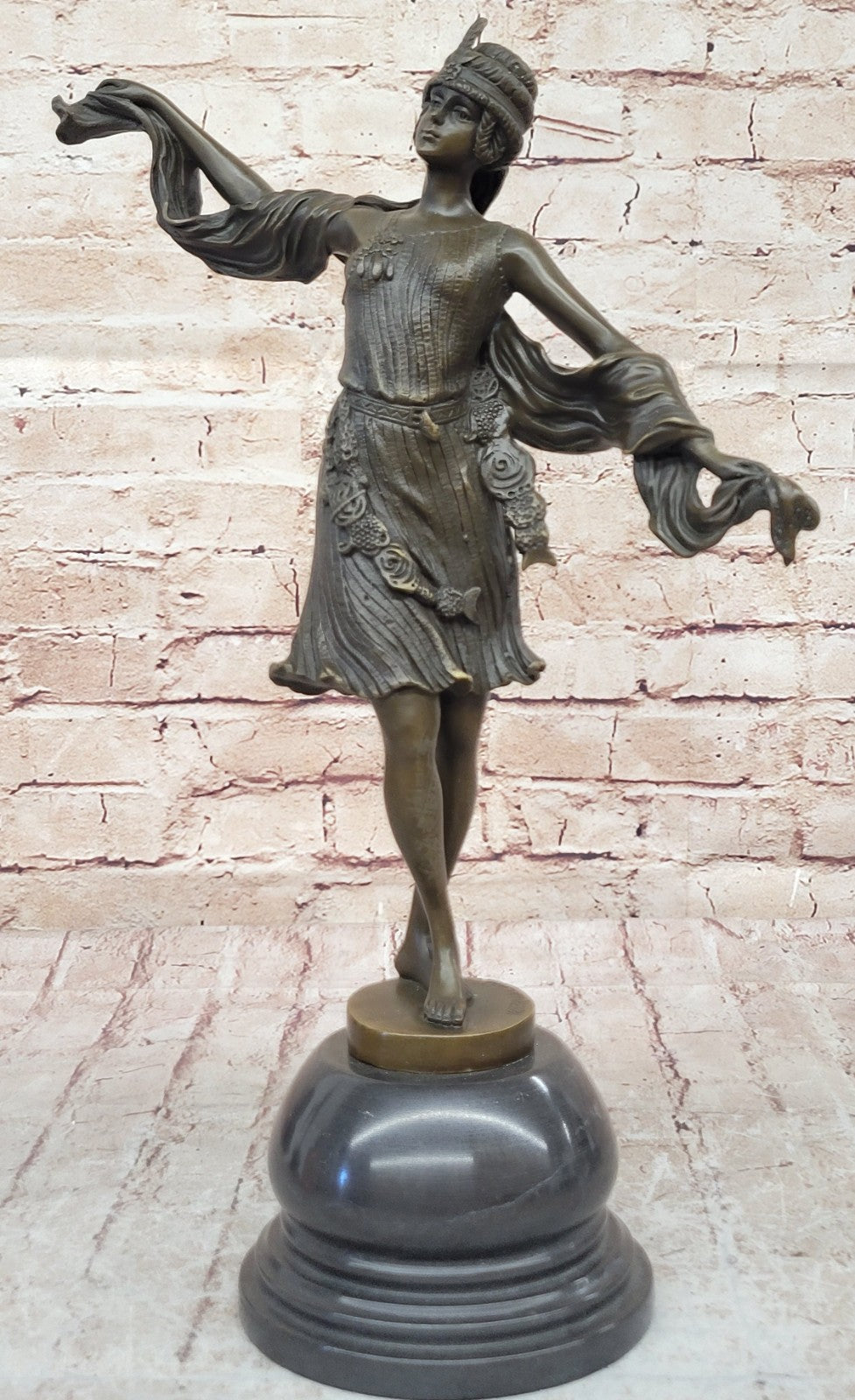 Art Nouveau/Deco Gorgeous 1940 Dancer Bronze Sculpture Marble Base Statue