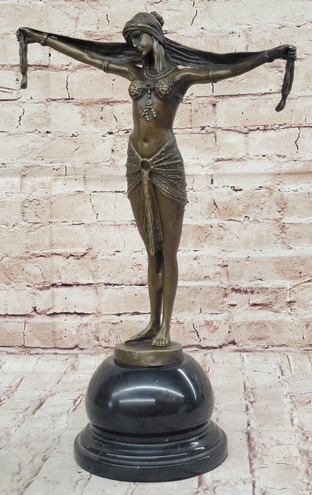 LOVELY 1920`s DECO NOUVEAU DANCER SIGNED CHIPARUS PURE HOTCAST BRONZE STATUE ART