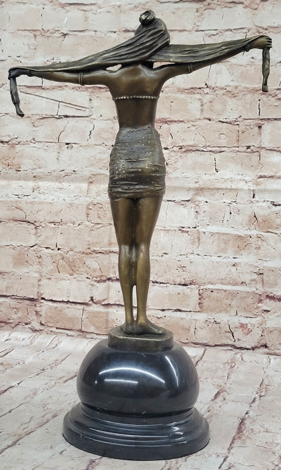 LOVELY 1920`s DECO NOUVEAU DANCER SIGNED CHIPARUS PURE HOTCAST BRONZE STATUE ART