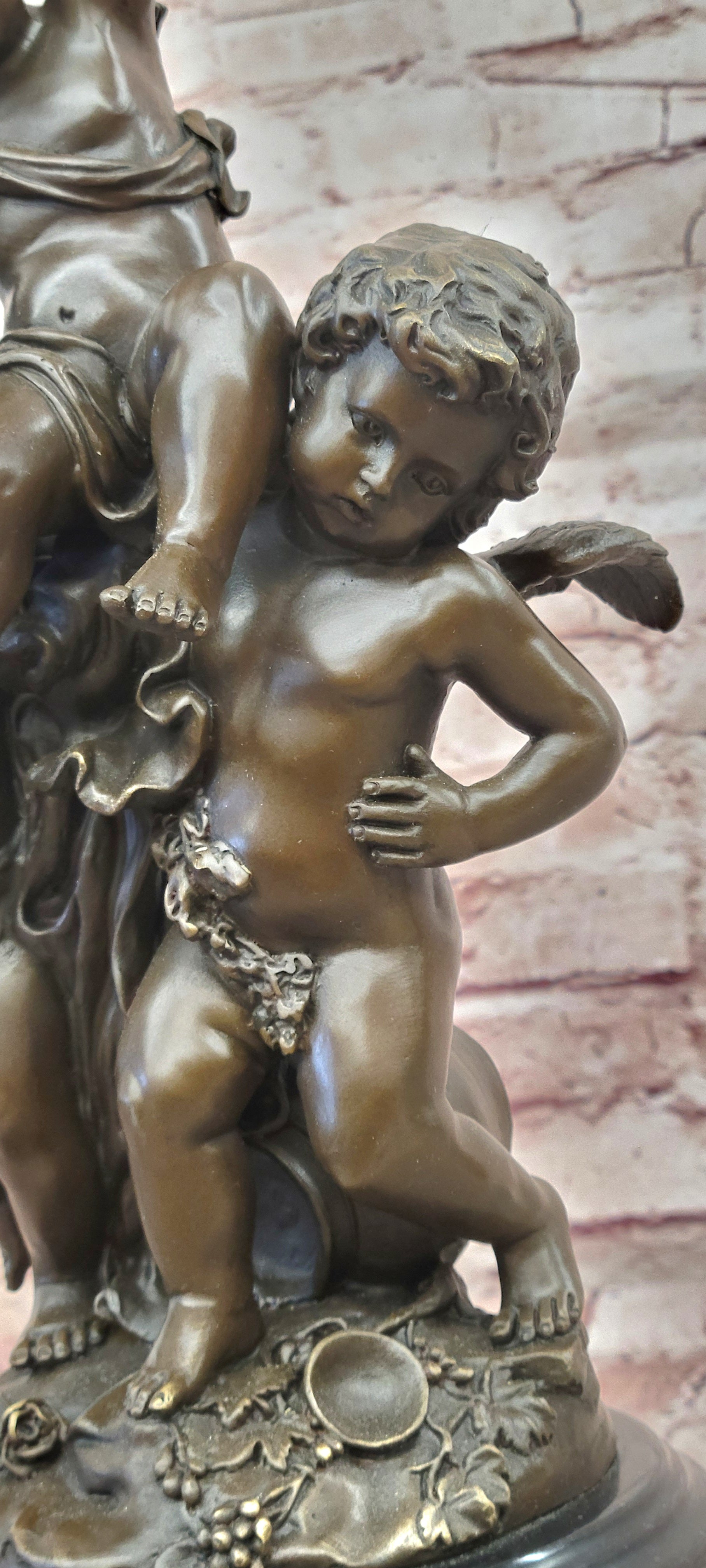 Classical Bronze Cherubs Statue Signed Moreau French Putti Art Sculpture