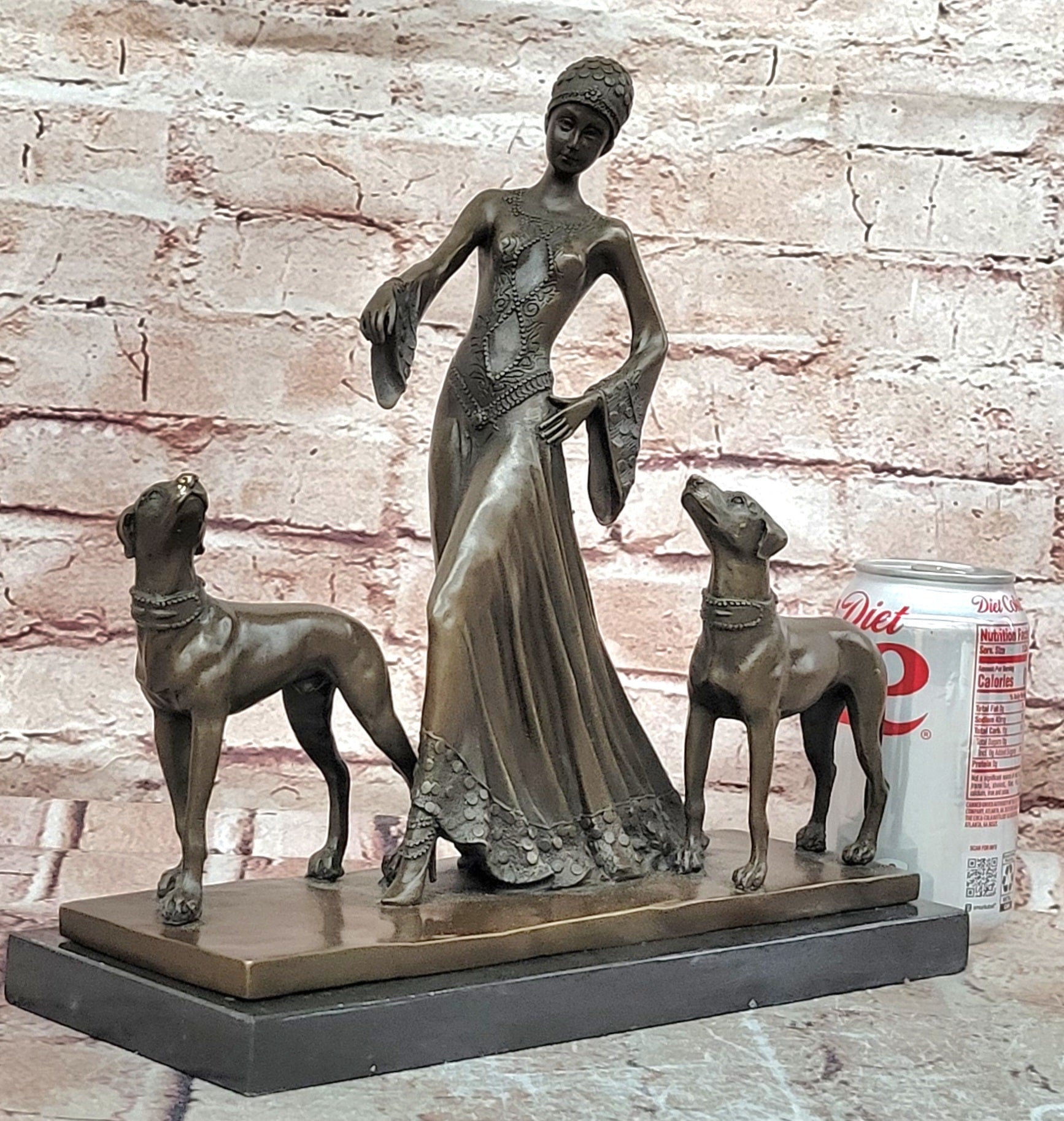 Hand Made Milo Bronze Woman with Greyhounds Sculpture Hot Cast Figurine
