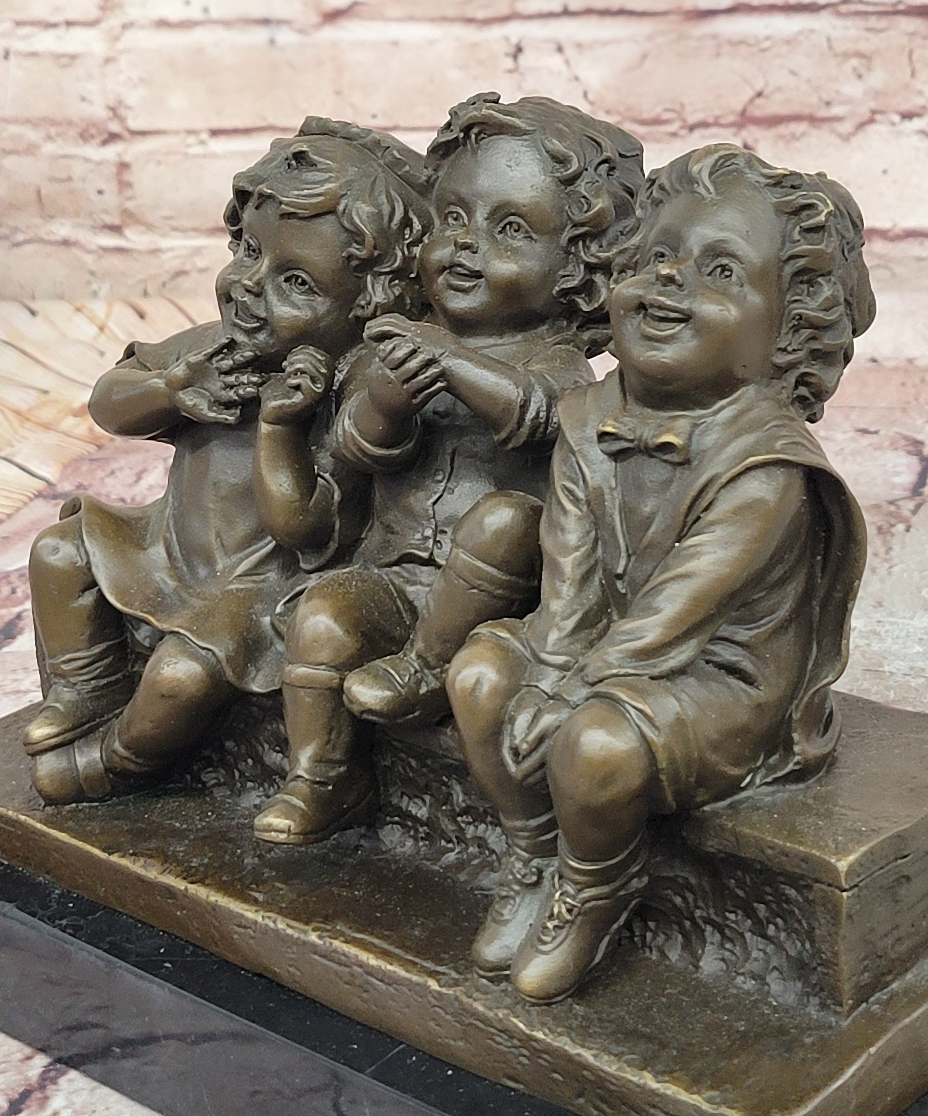 Watching Something” Bronze Sculpture Three Children by Juan Clara Fine Art Statue