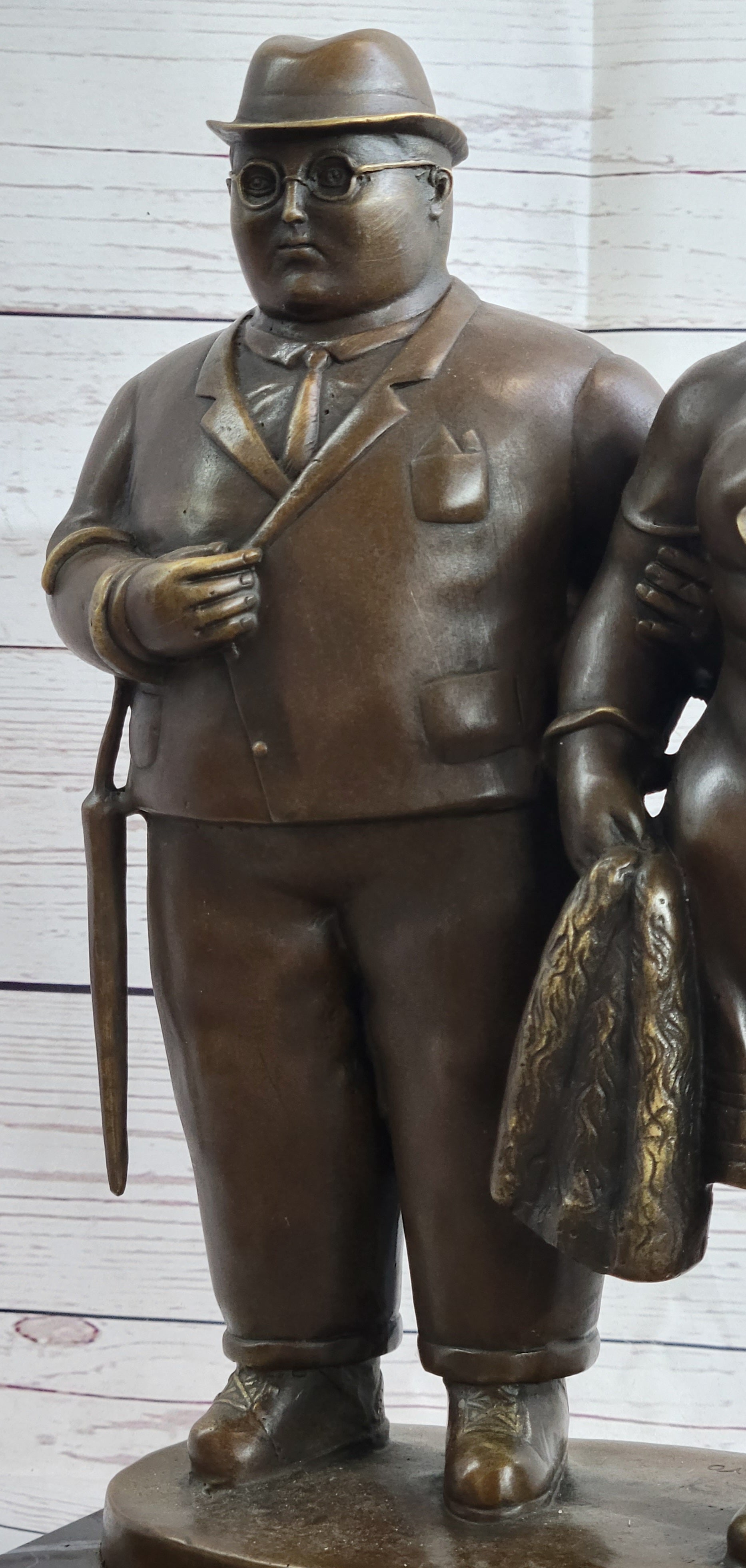 English Couple Bronze Sculpture Museum Quality Classic Artwork by Botero Figurine