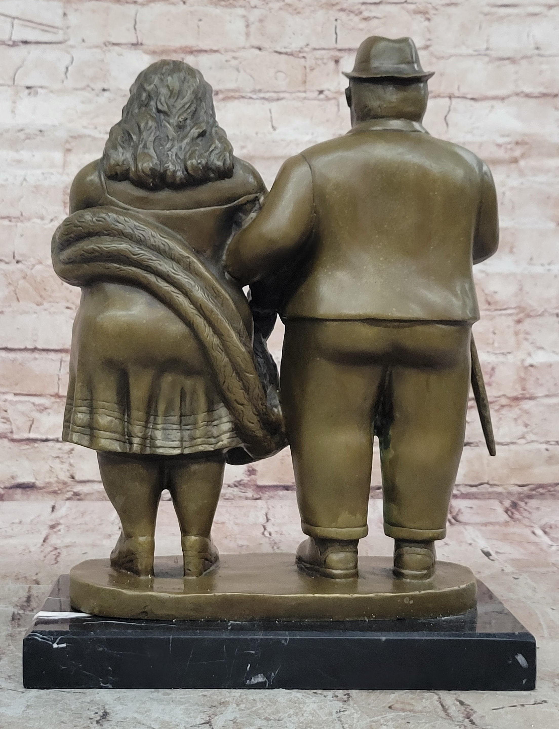English Couple Bronze Sculpture Museum Quality Classic Artwork by Botero Figurine