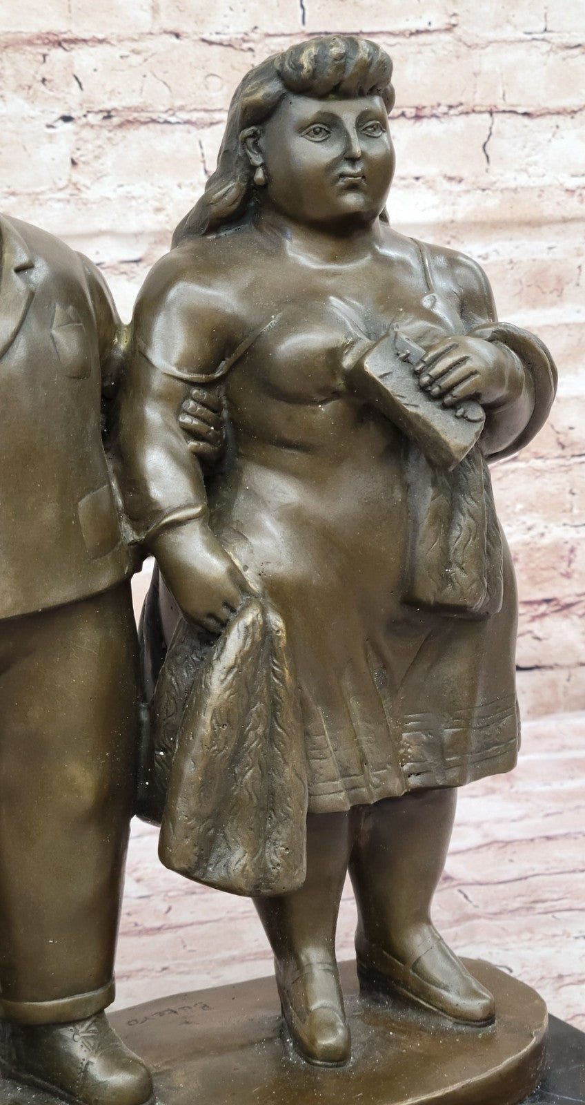 English Couple Bronze Sculpture Museum Quality Classic Artwork by Botero Figurine