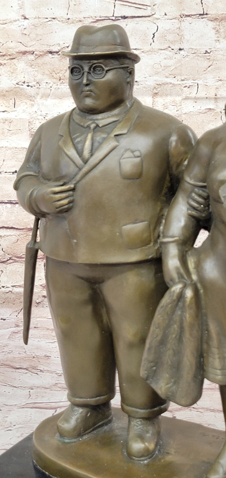 English Couple Bronze Sculpture Museum Quality Classic Artwork by Botero Figurine