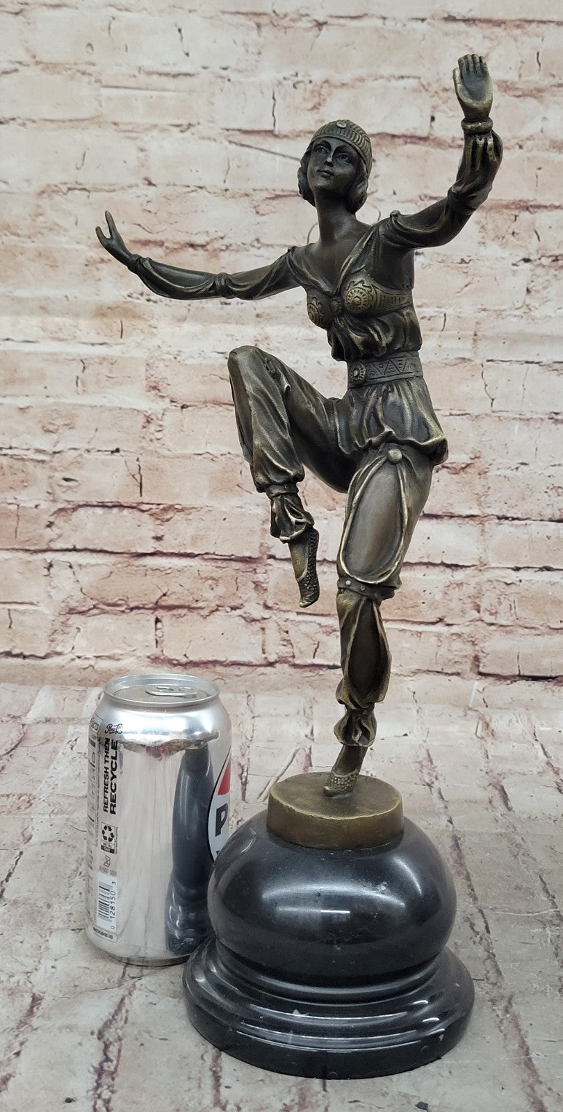 Antique Style GENUINE BRONZE Figural Gypsy girl Old PARLOR STATUE signed