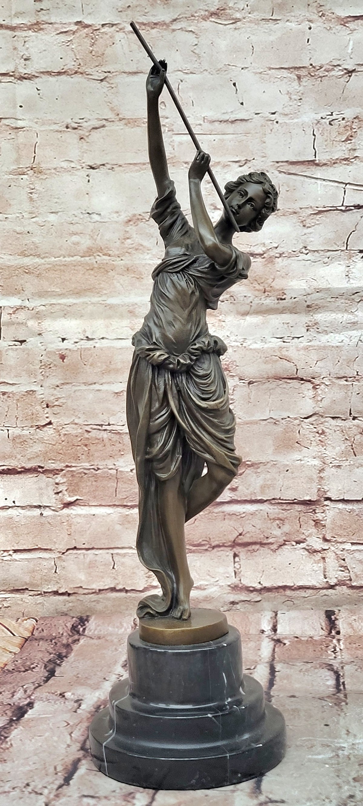 Handcrafted Museum Quality Classic Artwork Flue Player Bronze Sculpture Decor