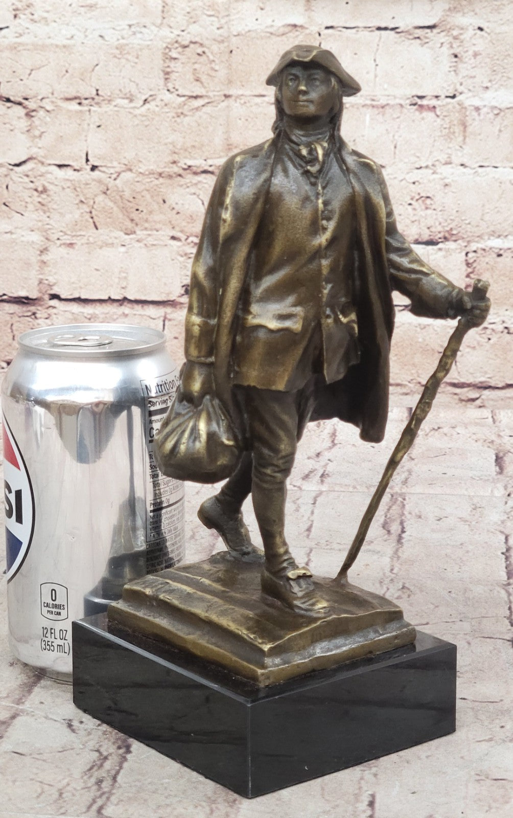 Collectible Young Benjamin Franklin American Home Office Decor Bronze Statue