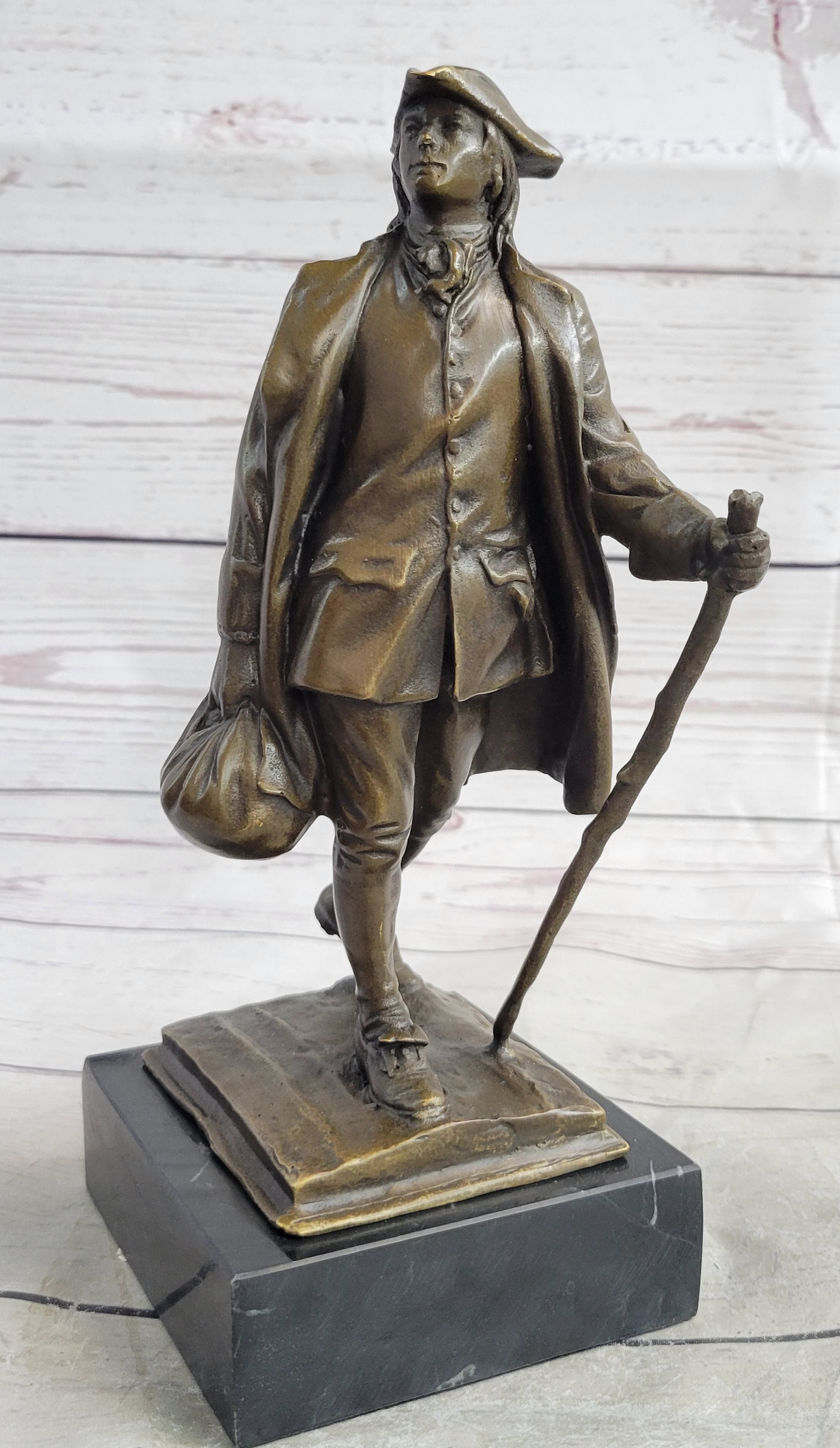 Collectible Young Benjamin Franklin American Home Office Decor Bronze Statue