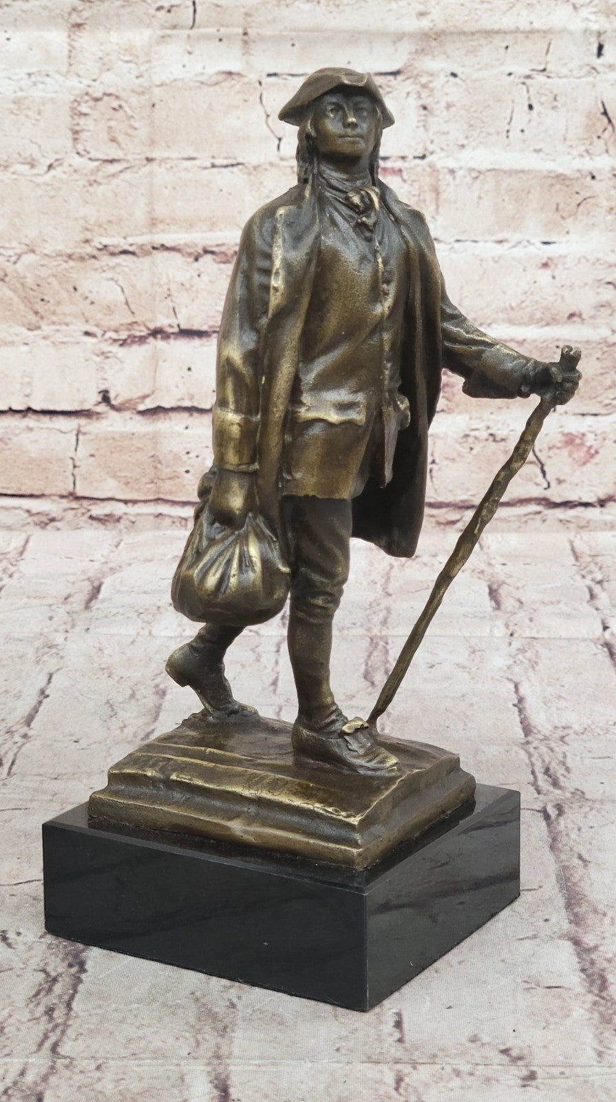 Collectible Young Benjamin Franklin American Home Office Decor Bronze Statue