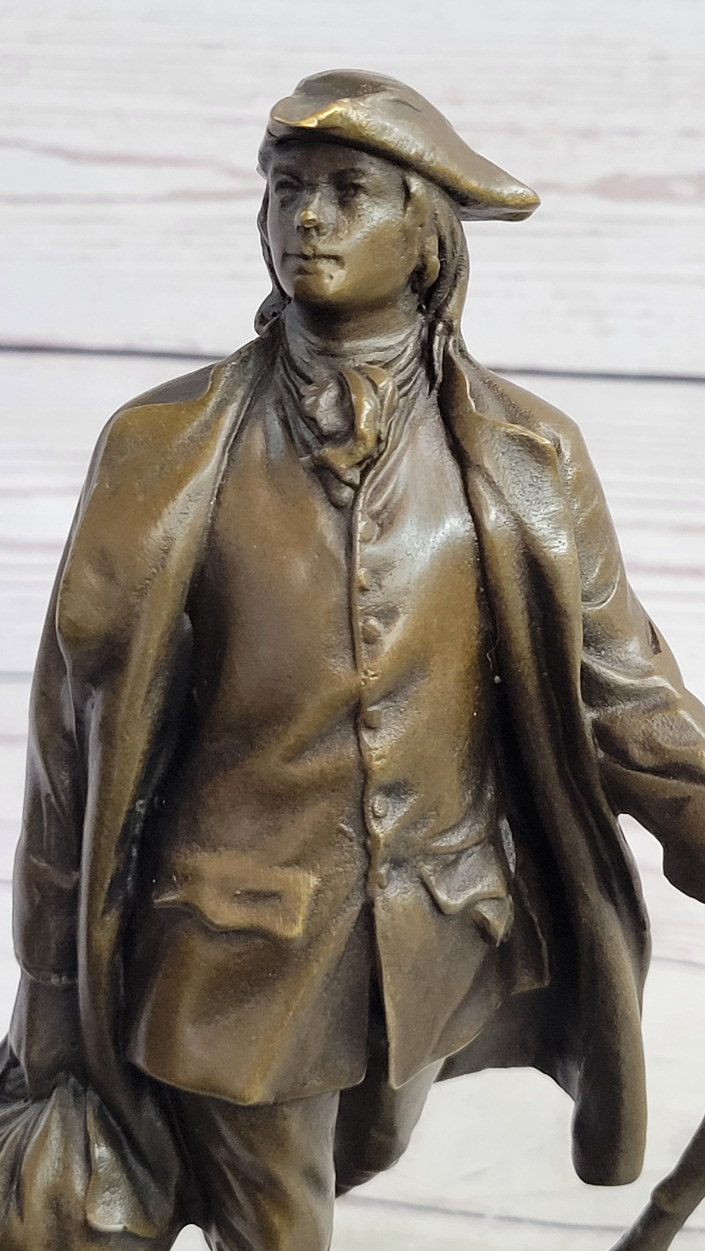 Collectible Young Benjamin Franklin American Home Office Decor Bronze Statue