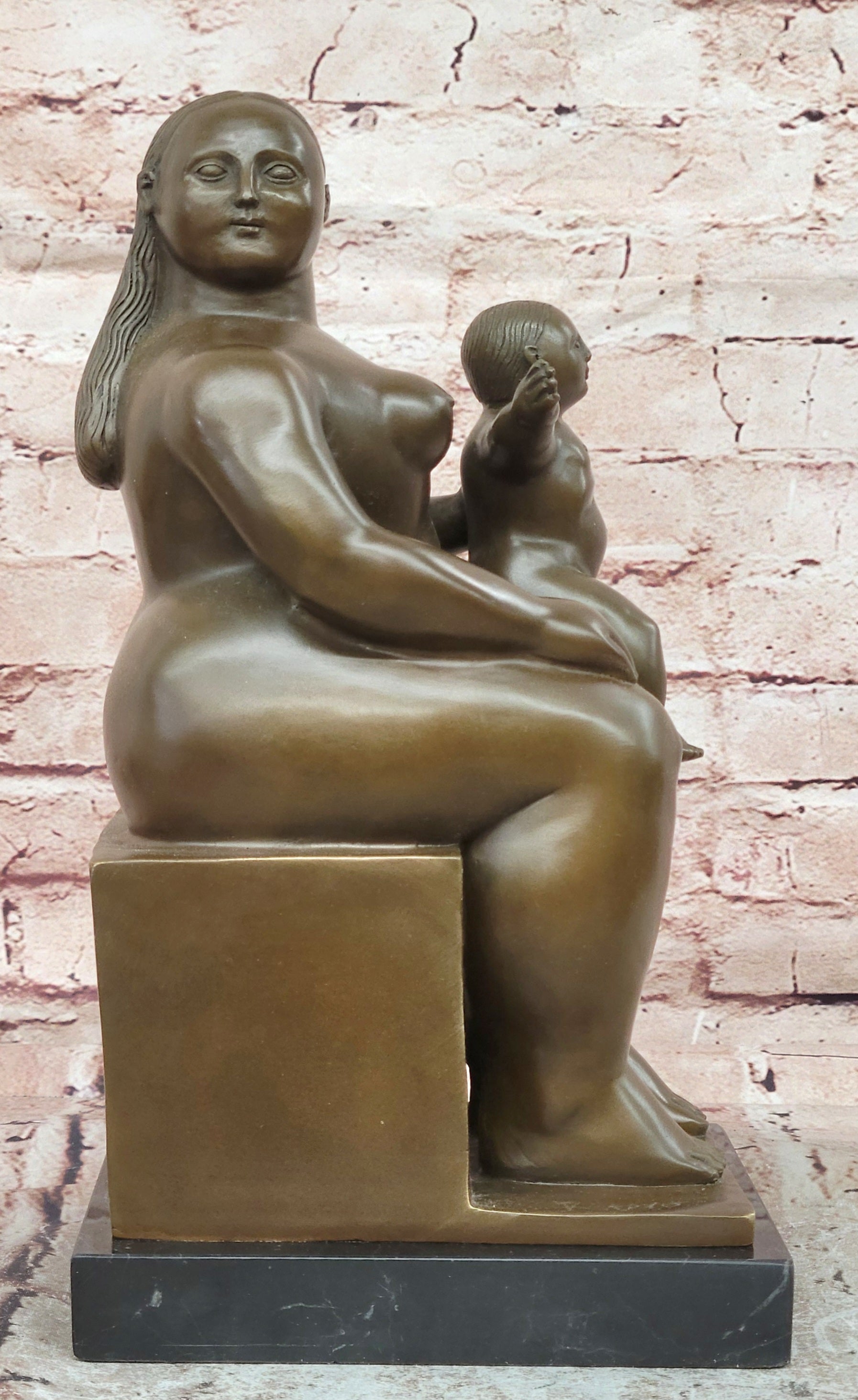 FERNANDO BOTERO "Mother and Child" ART BRONZE SCULPTURE SIGNED, Collector Sale