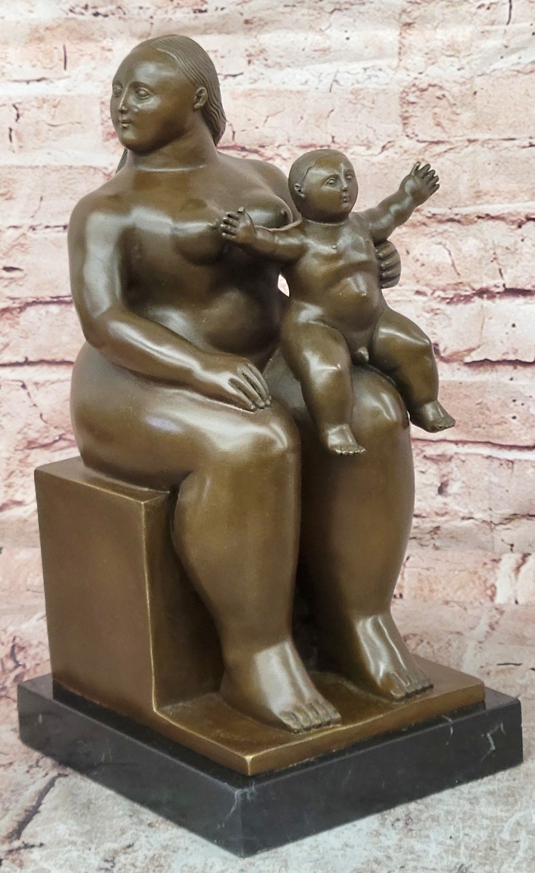 FERNANDO BOTERO "Mother and Child" ART BRONZE SCULPTURE SIGNED, Collector Sale
