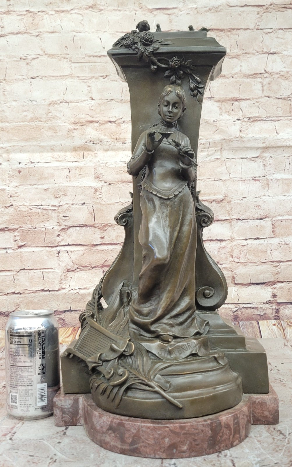 Hand Made Bronze Statue - Maiden Holding a Flower by Charles Gounod - Detailed Collectible