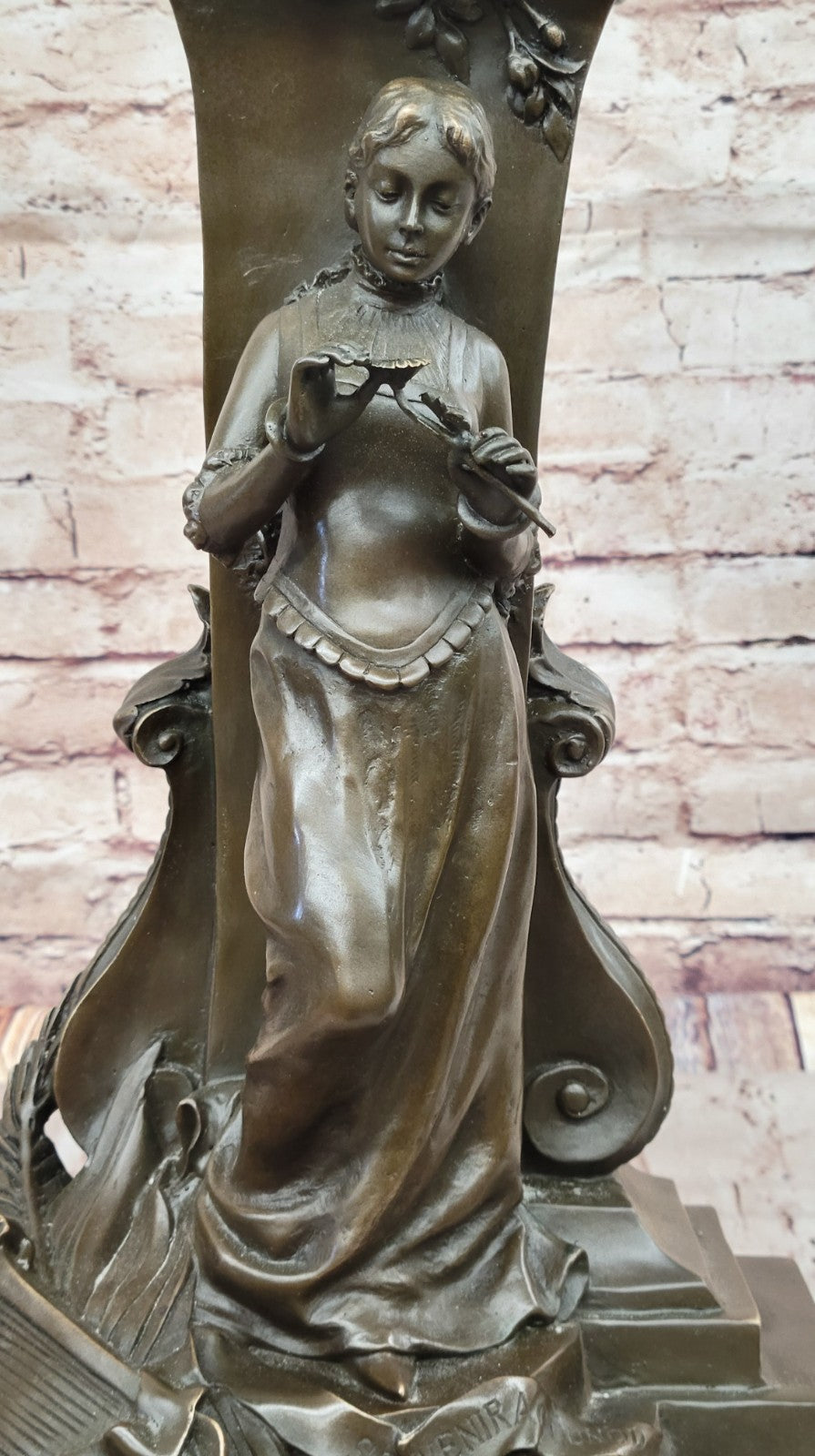 Hand Made Bronze Statue - Maiden Holding a Flower by Charles Gounod - Detailed Collectible