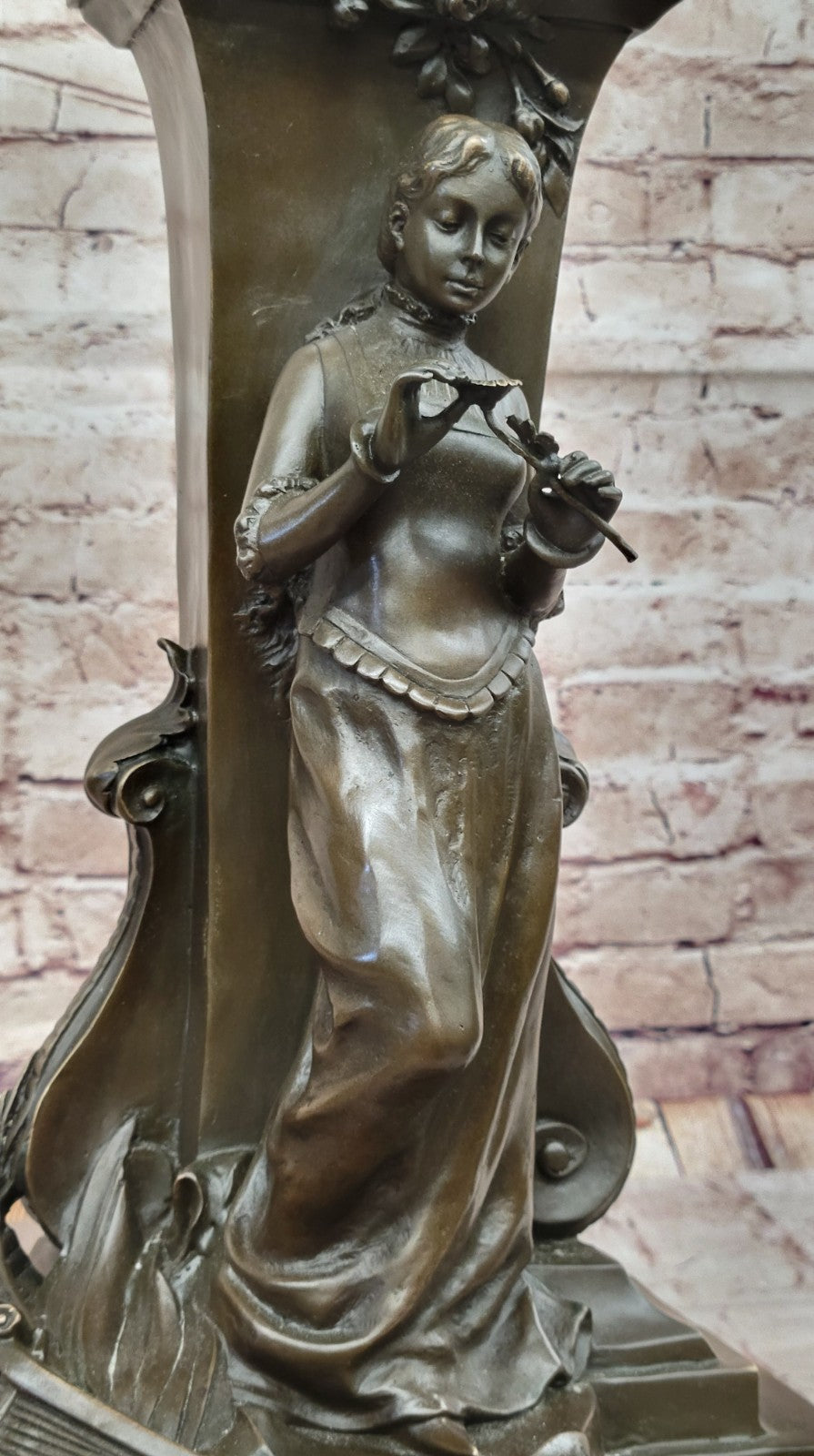 Hand Made Bronze Statue - Maiden Holding a Flower by Charles Gounod - Detailed Collectible