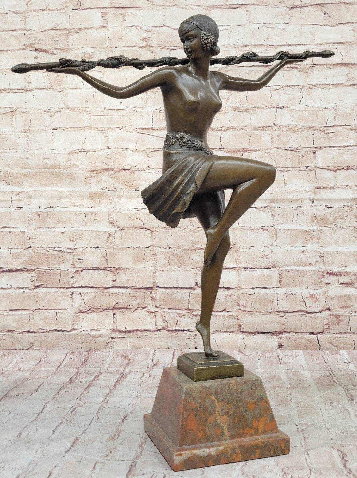 Fine Art Hand Made Statue - Pierre Le Faguays "Dancer of Thyrsus" Bronze Sculpture