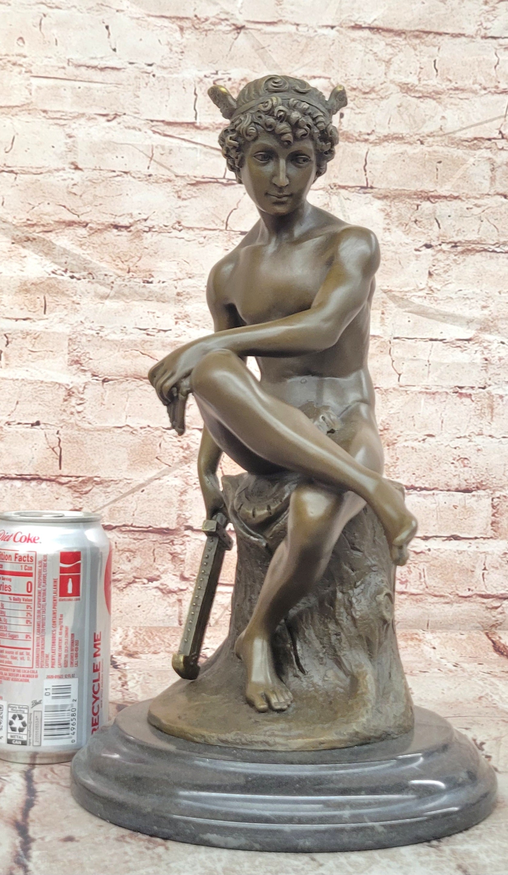 Signed Miguel Lopez Bronze Mercury Statue Classical God Figurine Fine Art Decor