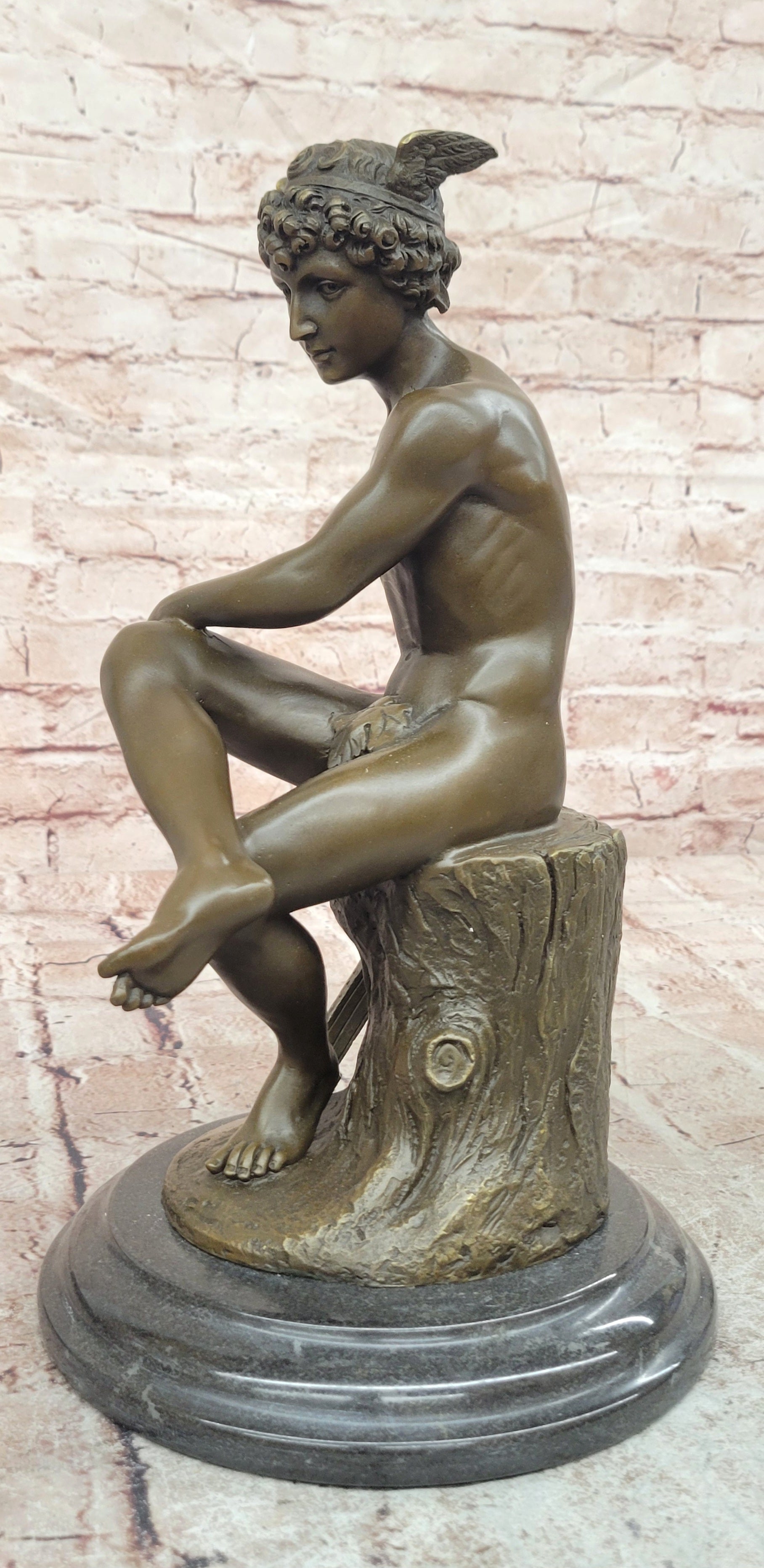 Signed Miguel Lopez Bronze Mercury Statue Classical God Figurine Fine Art Decor