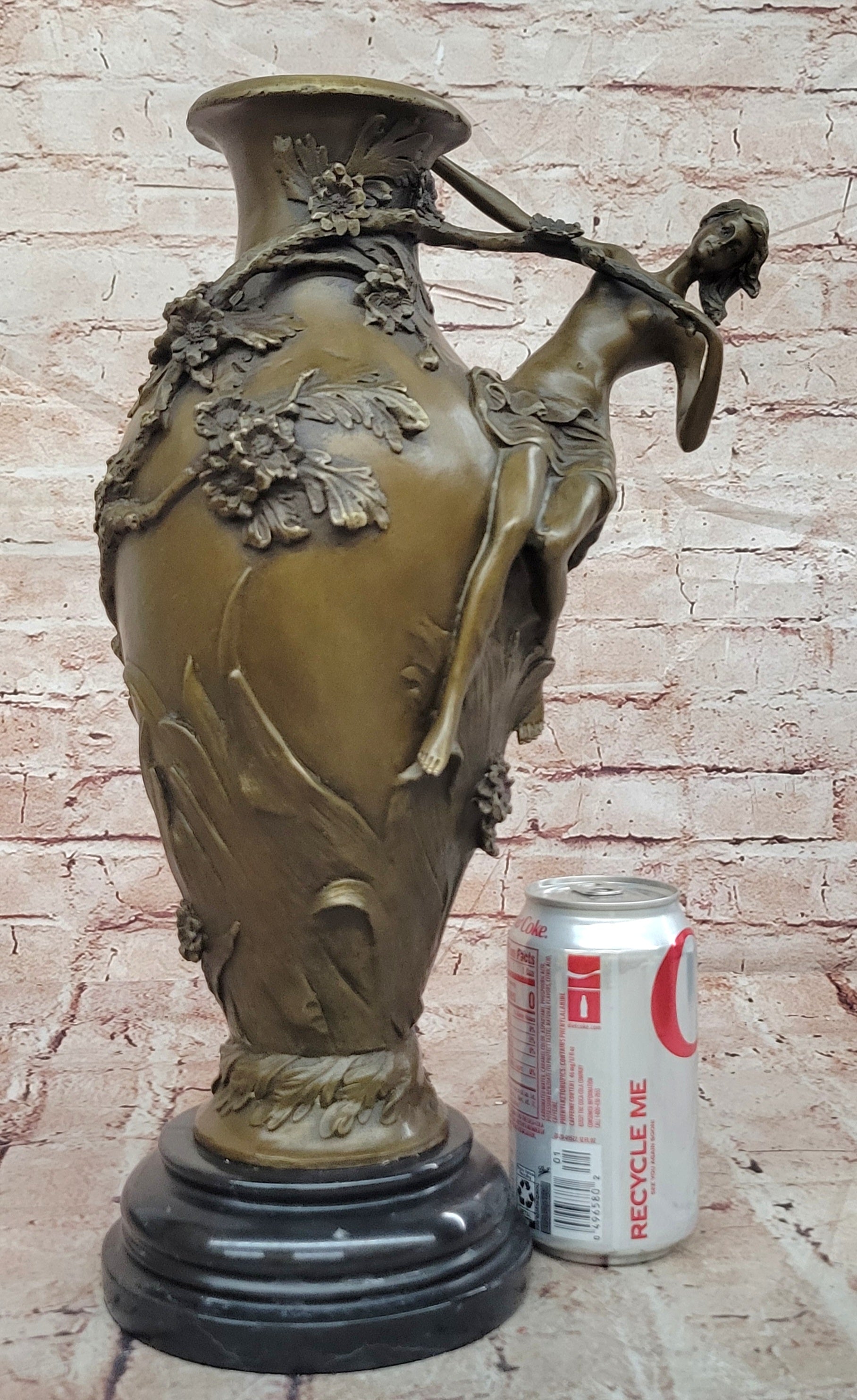 Nude naked female girl figurine statue vase Planter Mantel Decor Bronze Figurine