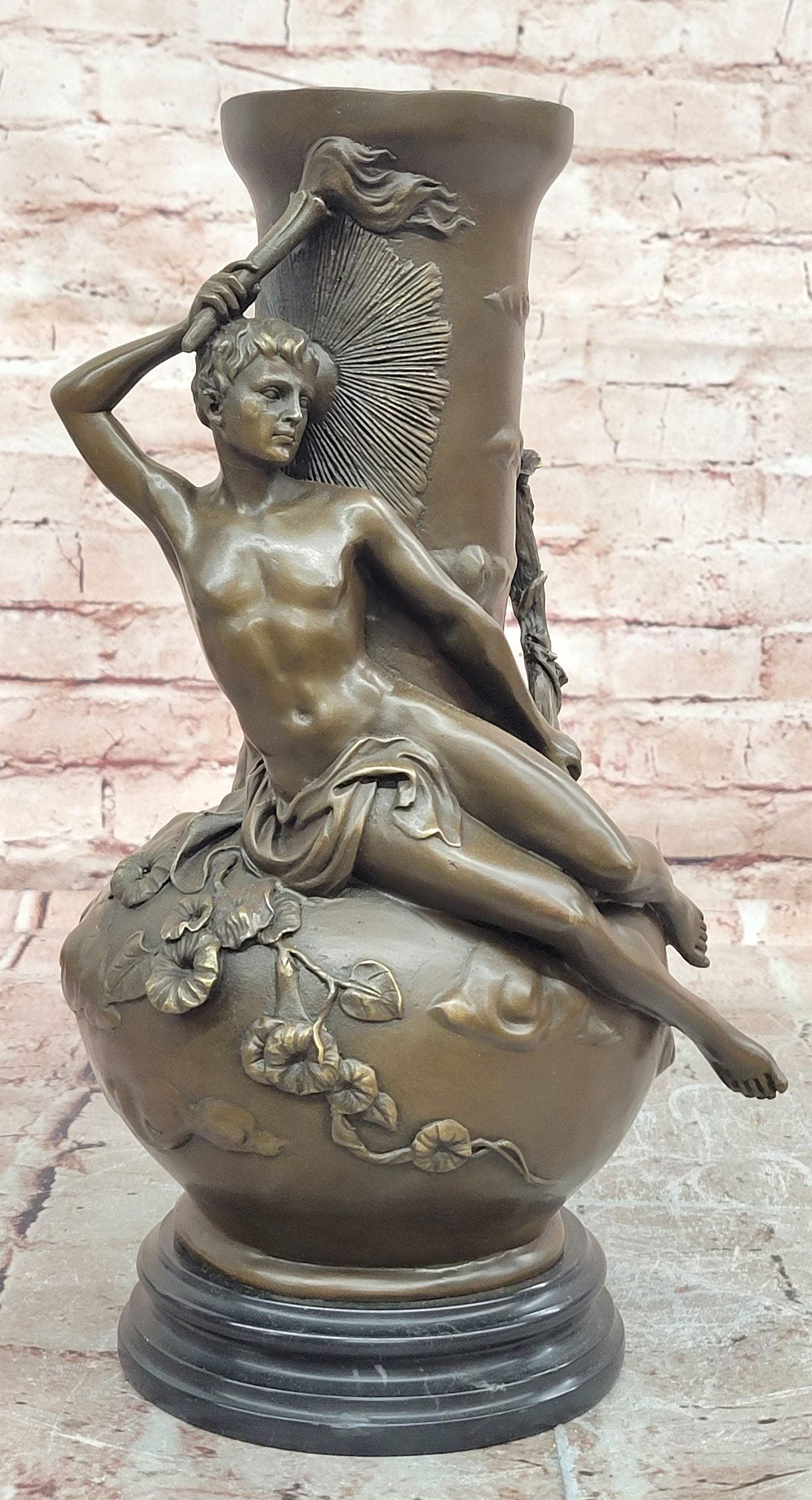 Bronze Sculpture Nude Male Vase Gay Interest Hot Cast Home Office Decoration