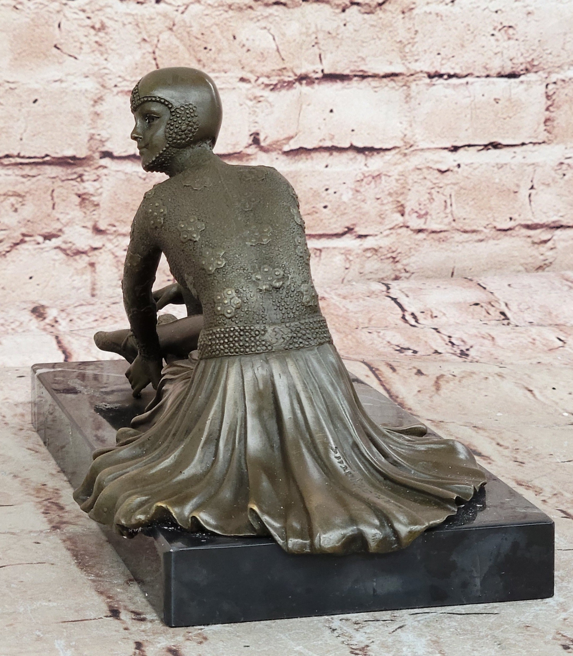 Art Deco Signed Chiparus Dancer Bronze Sculpture Marble Base Statue Figurine Art