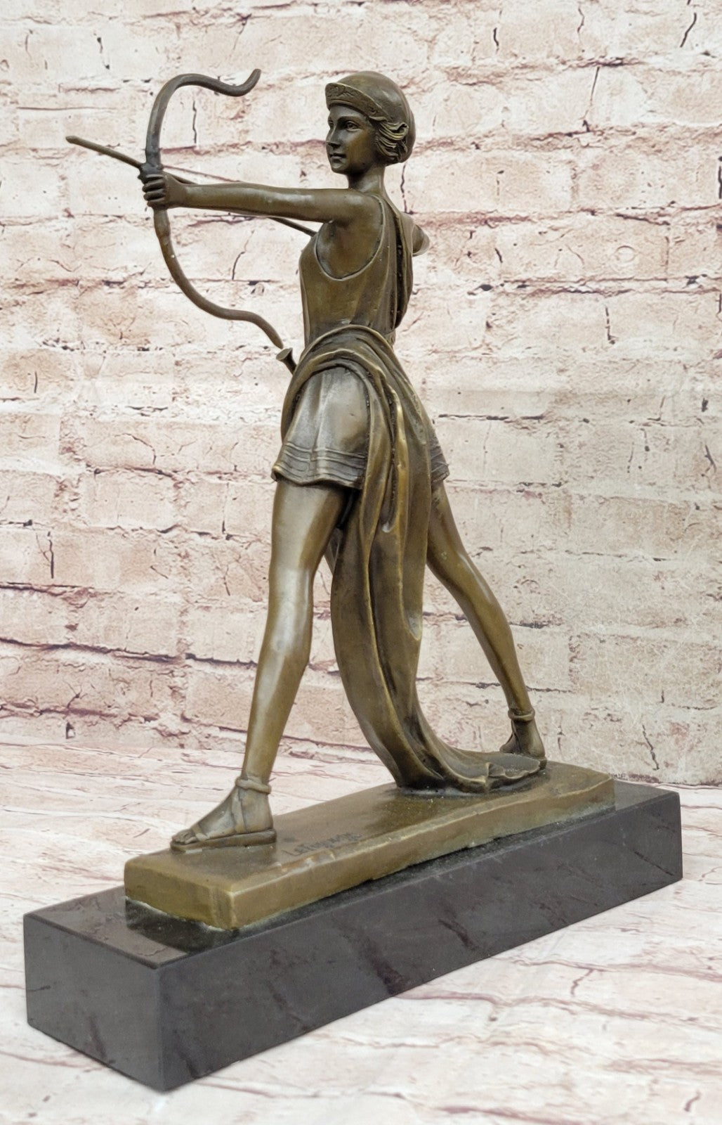 Bronze Statue Girl Diana w/bow Diane The Archer Sculpture Home Office Decor Gift