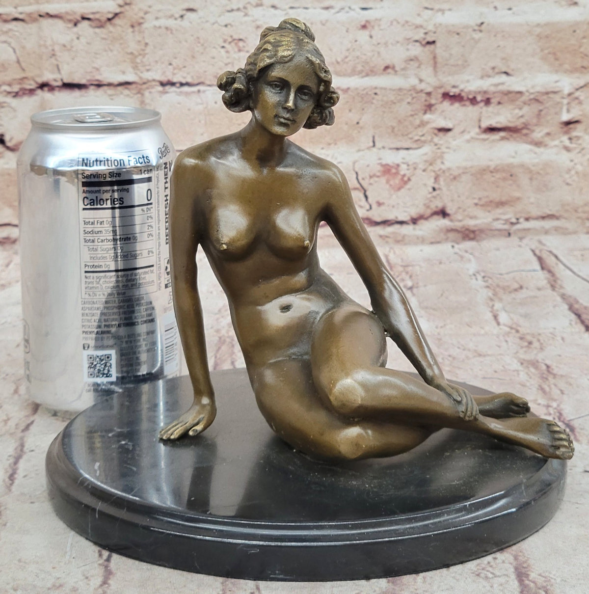 Sexy Nude Female Bronze Statue Marble Base Sculpture Decor Lost Wax Method Sale
