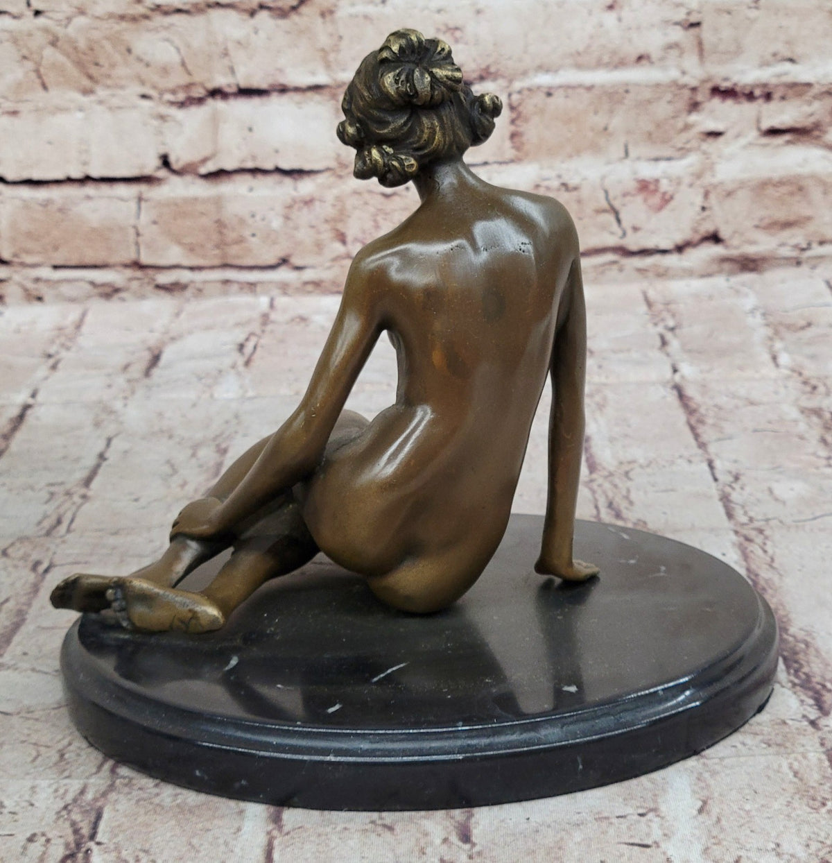Sexy Nude Female Bronze Statue Marble Base Sculpture Decor Lost Wax Method Sale